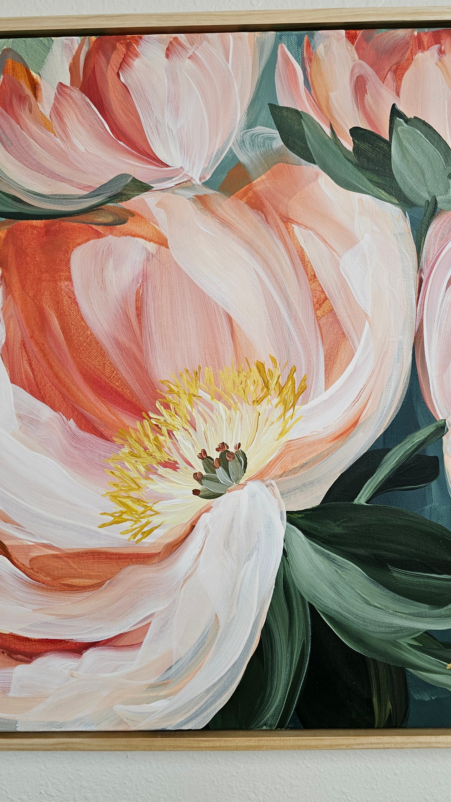 🔴SOLD "Dreamy" #3 Peony Flower Painting by Zoe White _ Acrylic on canvas