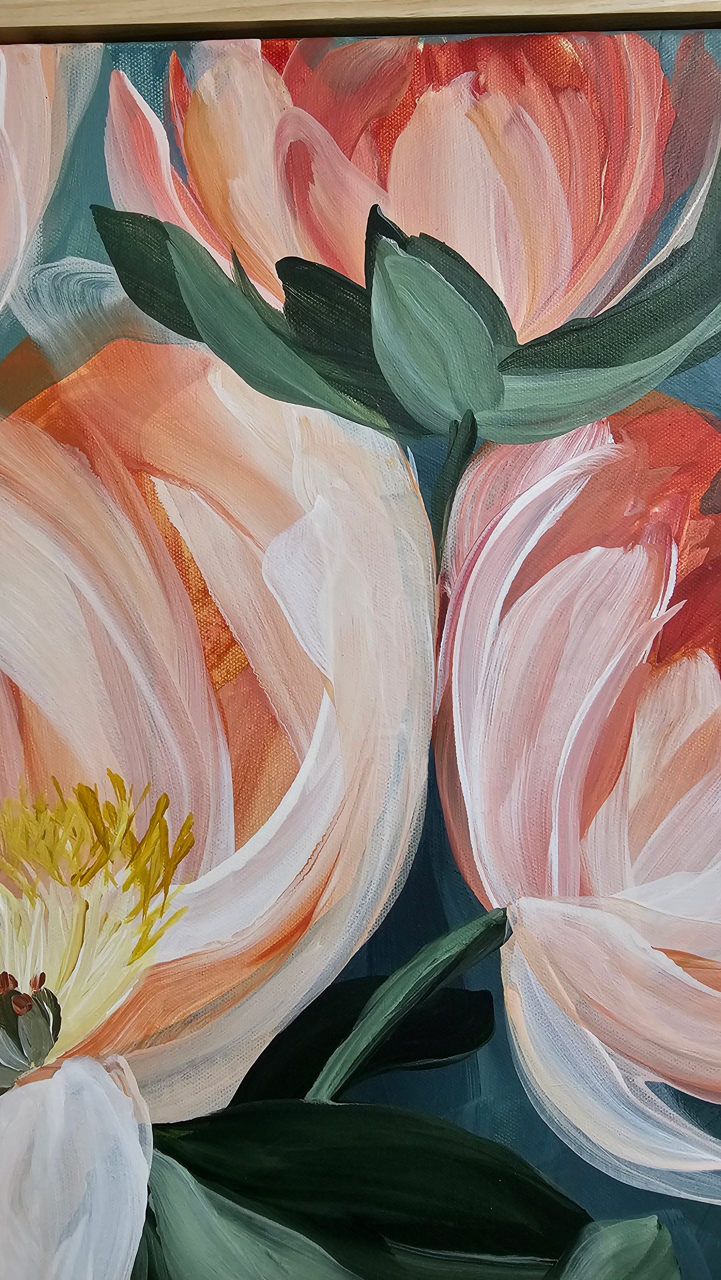 🔴SOLD "Dreamy" #3 Peony Flower Painting by Zoe White _ Acrylic on canvas