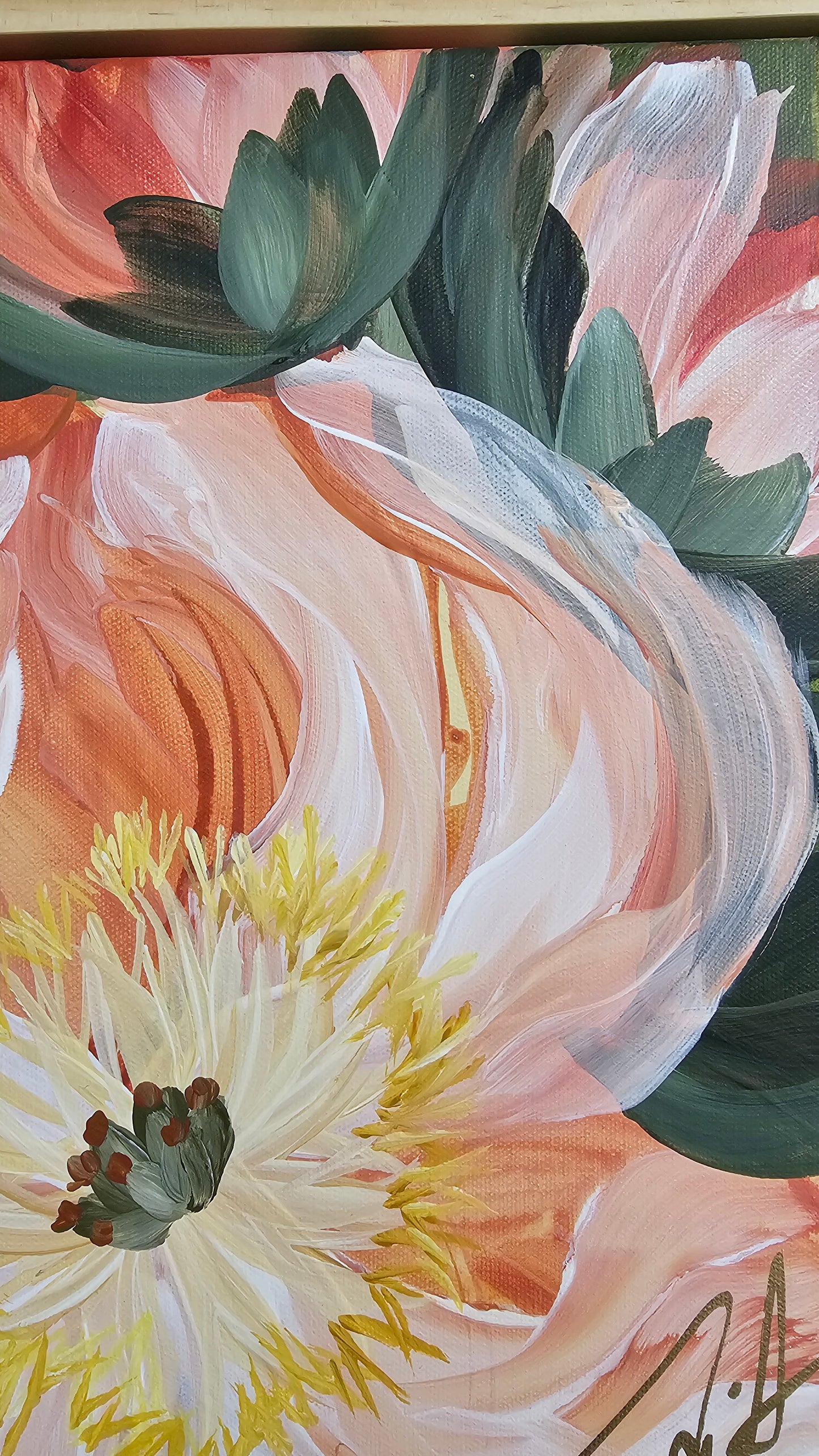 "Dreamy" #5 Peony Flower Painting by Zoe White _ Acrylic on canvas