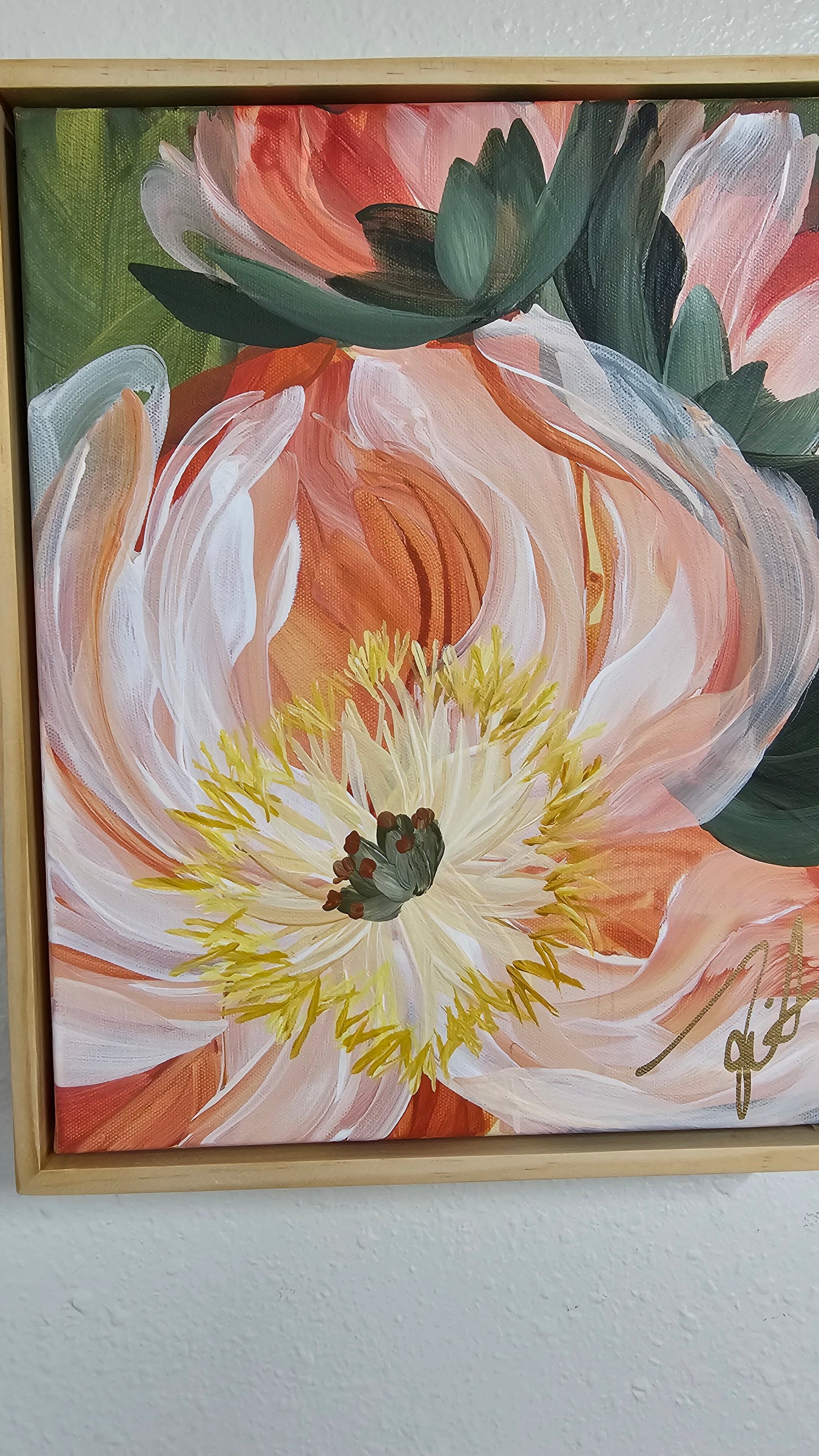 "Dreamy" #5 Peony Flower Painting by Zoe White _ Acrylic on canvas