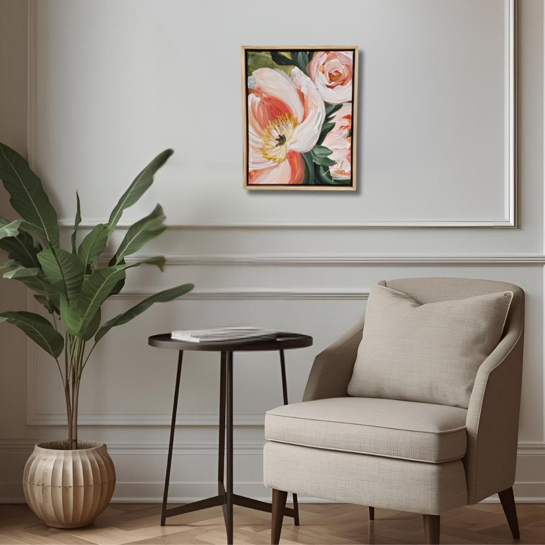"Dreamy" #6 Peony Flower Painting by Zoe White _ Acrylic on canvas