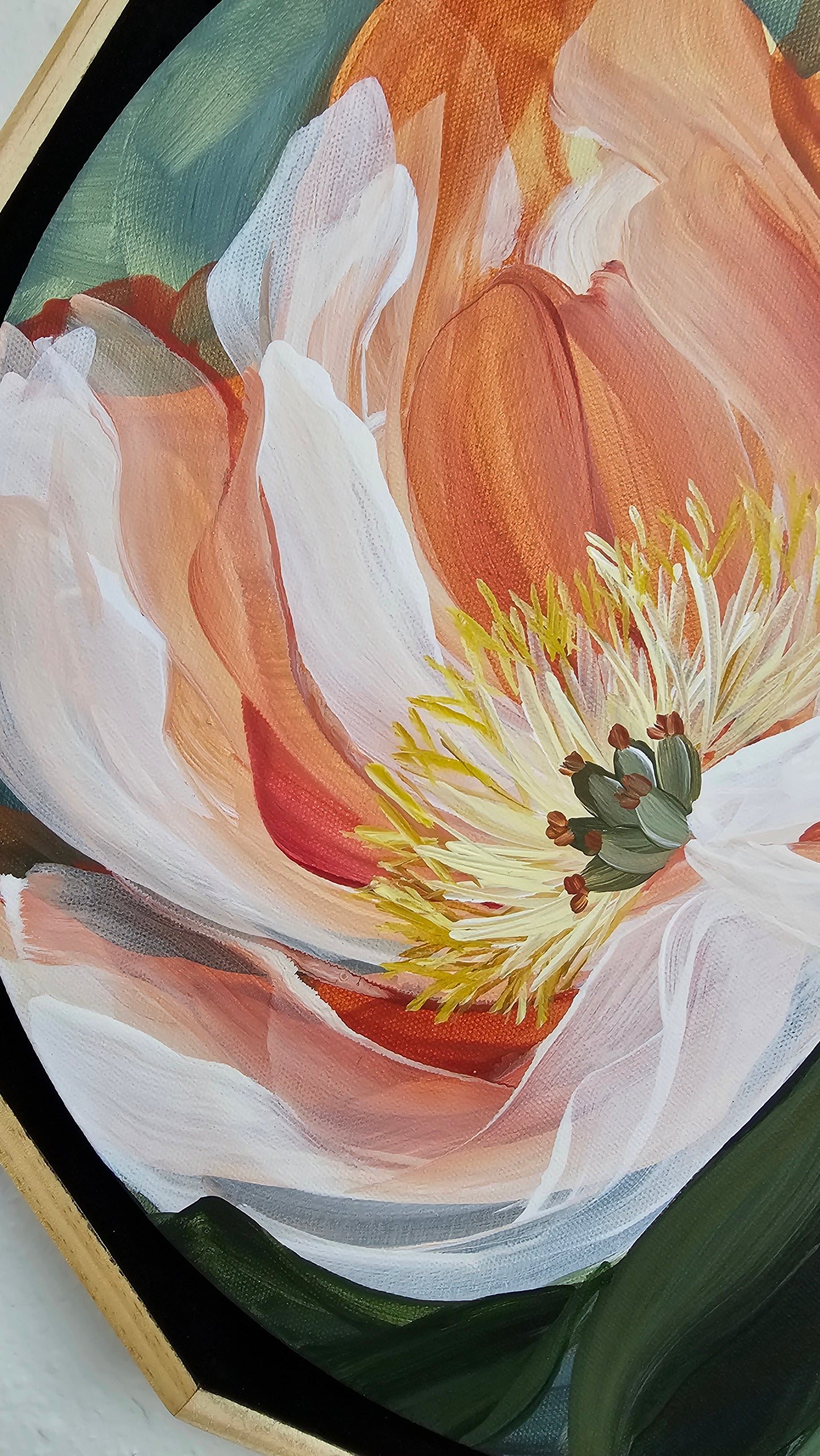 🔴 SOLD "Dreamy" #7 Peony Flower Painting by Zoe White _ Acrylic on canvas