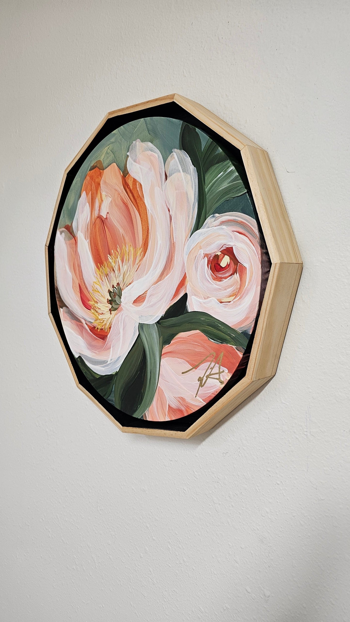 🔴 SOLD "Dreamy" #7 Peony Flower Painting by Zoe White _ Acrylic on canvas