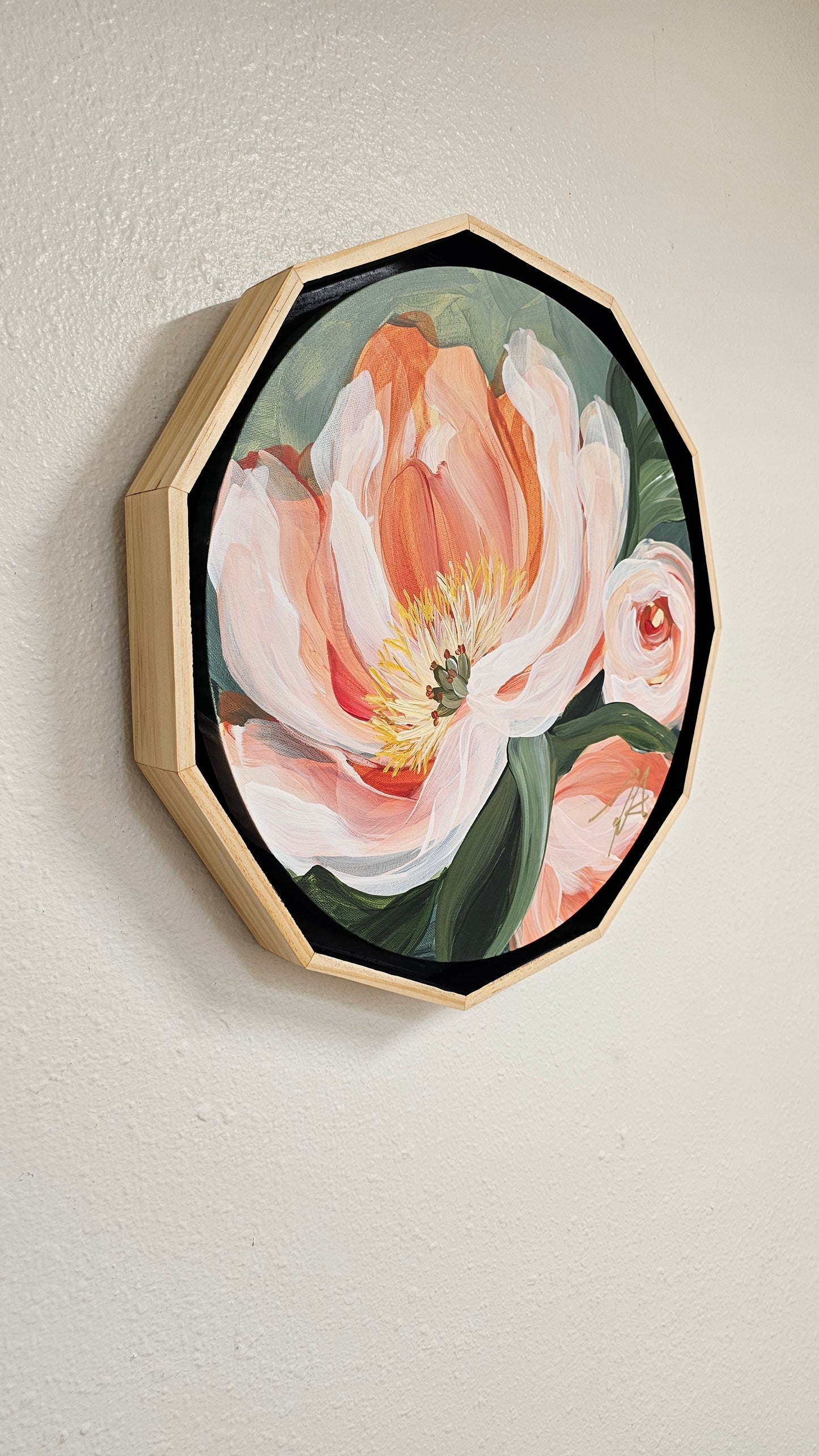 🔴 SOLD "Dreamy" #7 Peony Flower Painting by Zoe White _ Acrylic on canvas