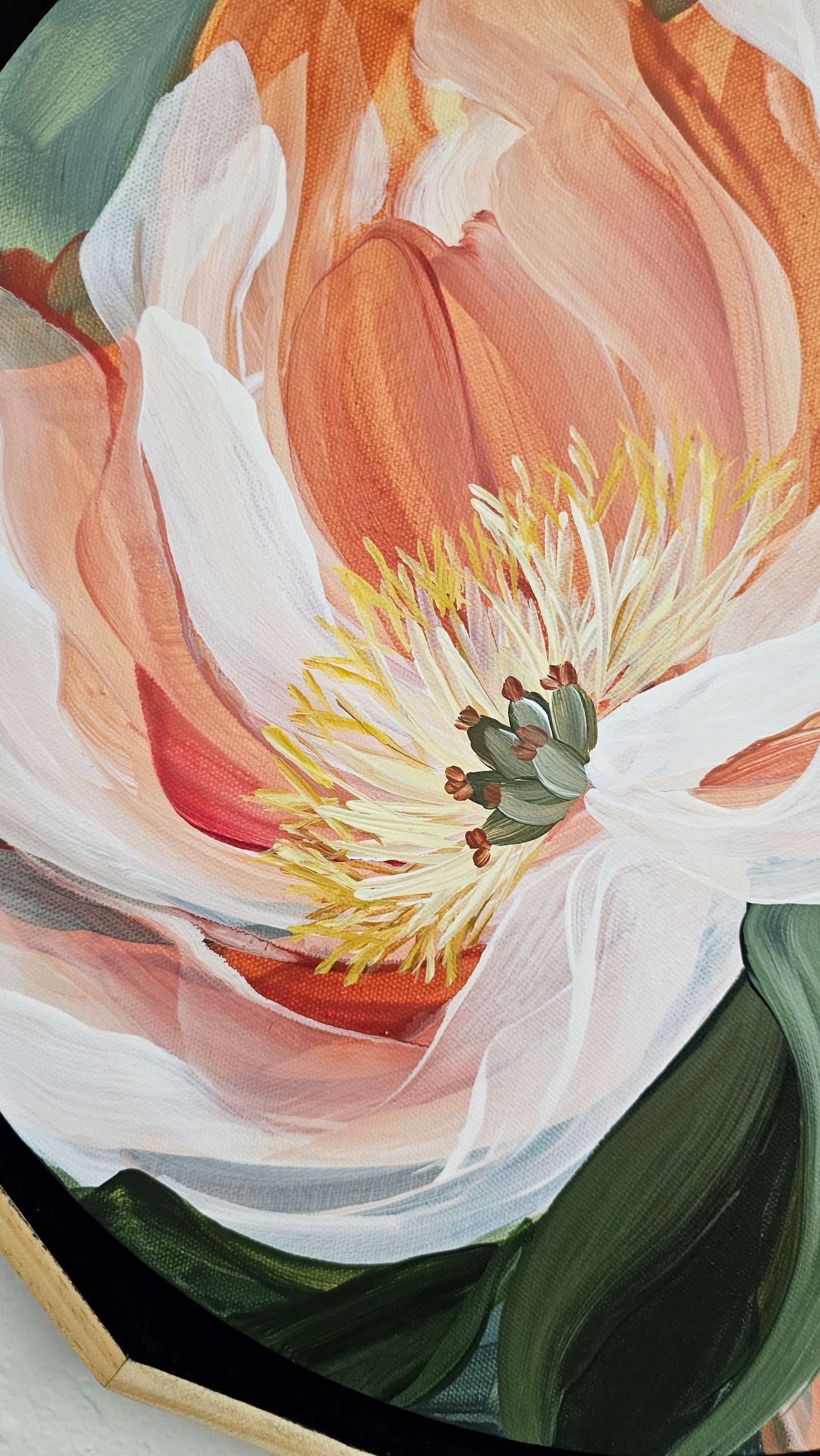🔴 SOLD "Dreamy" #7 Peony Flower Painting by Zoe White _ Acrylic on canvas