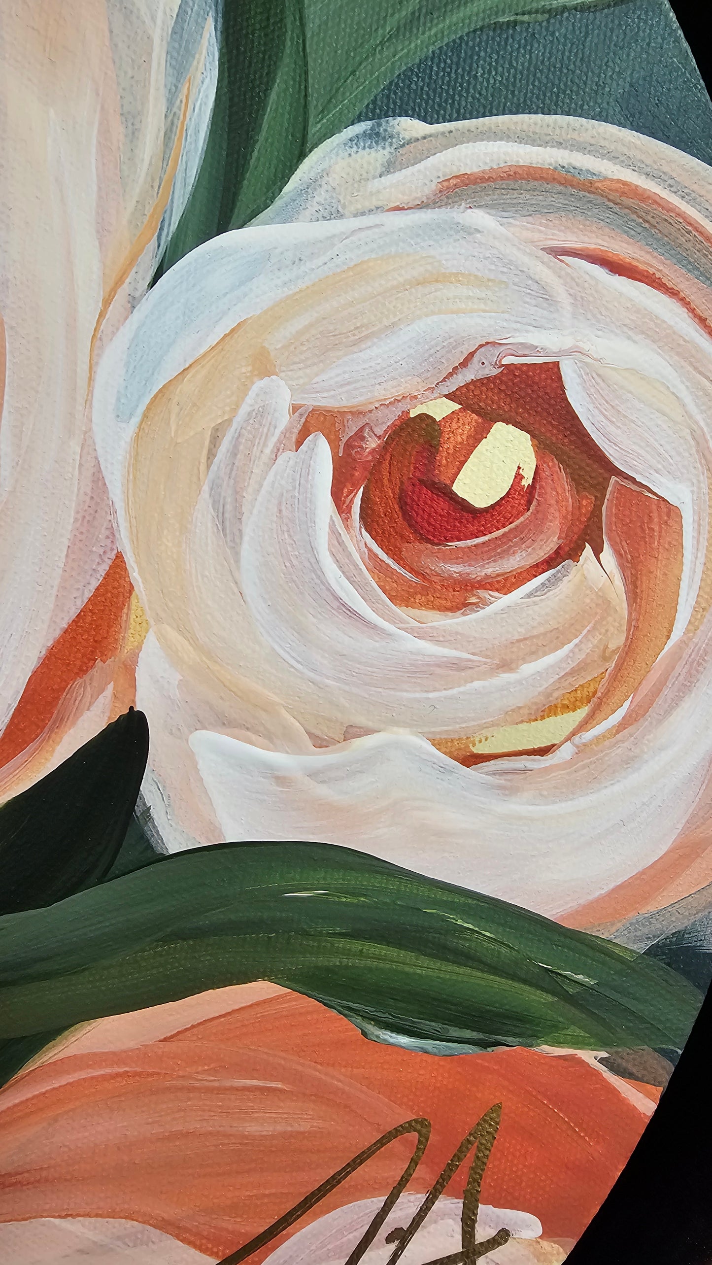 🔴 SOLD "Dreamy" #7 Peony Flower Painting by Zoe White _ Acrylic on canvas