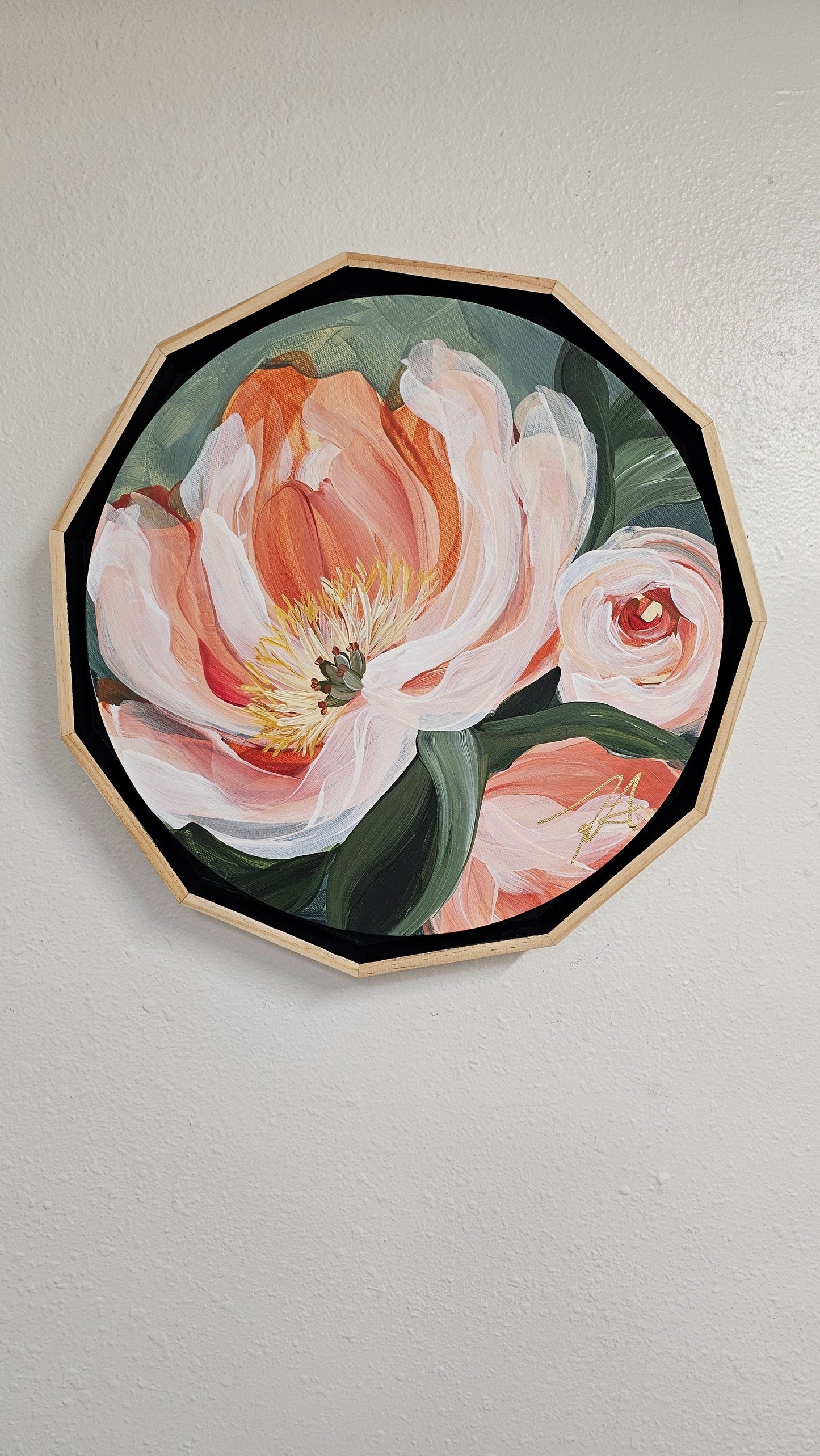 🔴 SOLD "Dreamy" #7 Peony Flower Painting by Zoe White _ Acrylic on canvas