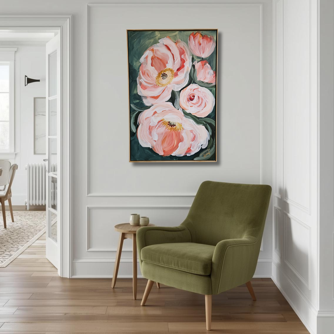 🔴 SOLD Dreamy #2 _ Peony Flower _ Original Floral Painting – Zoe White Art