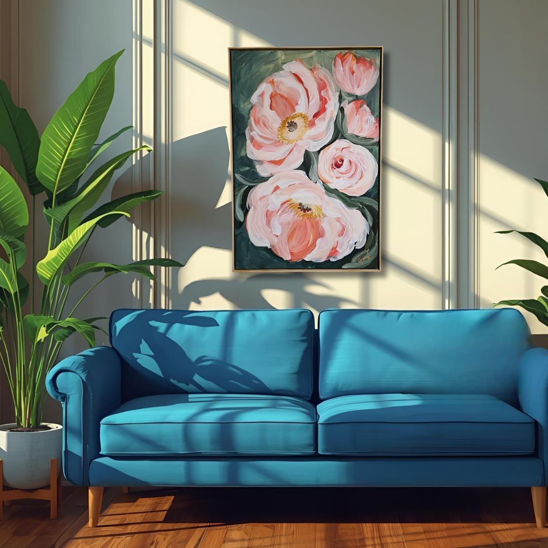 🔴 SOLD Dreamy #2 _ Peony Flower _ Original Floral Painting – Zoe White Art