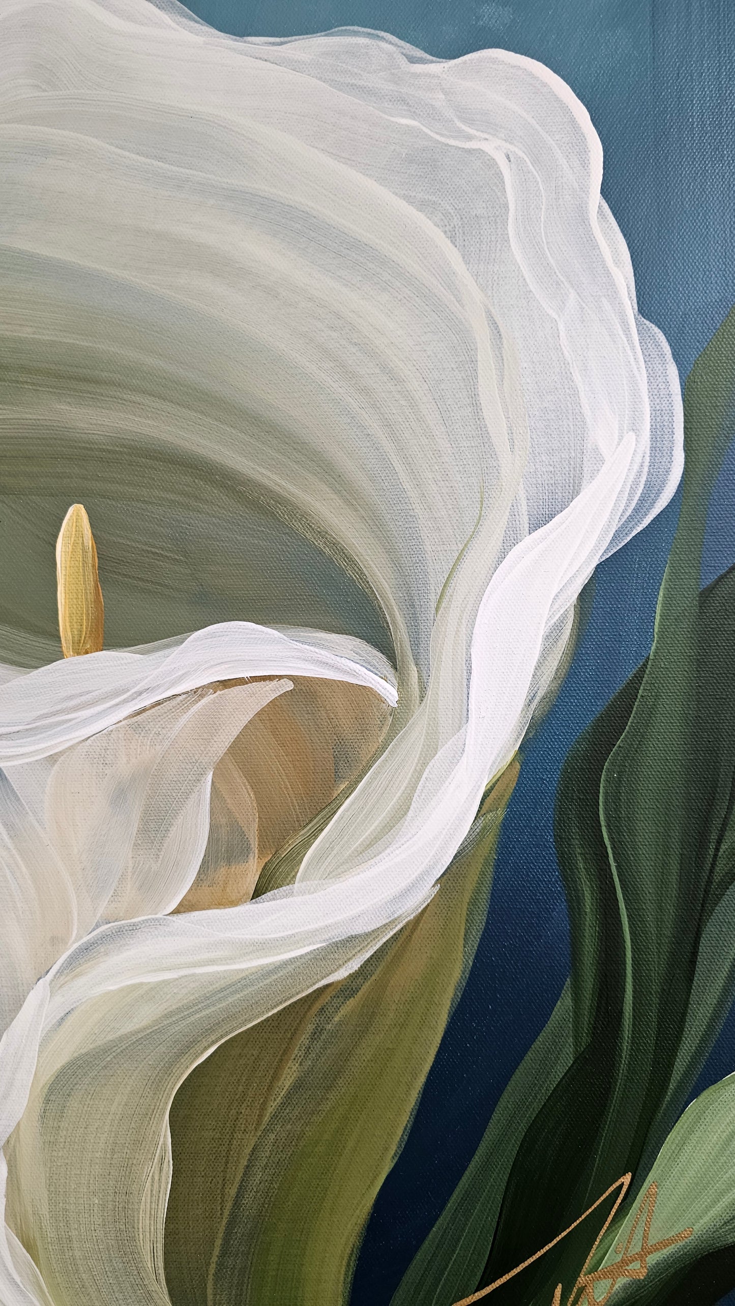 "Elegant" #2 Calla Lily Flower Painting by Zoe White _ Acrylic on canvas