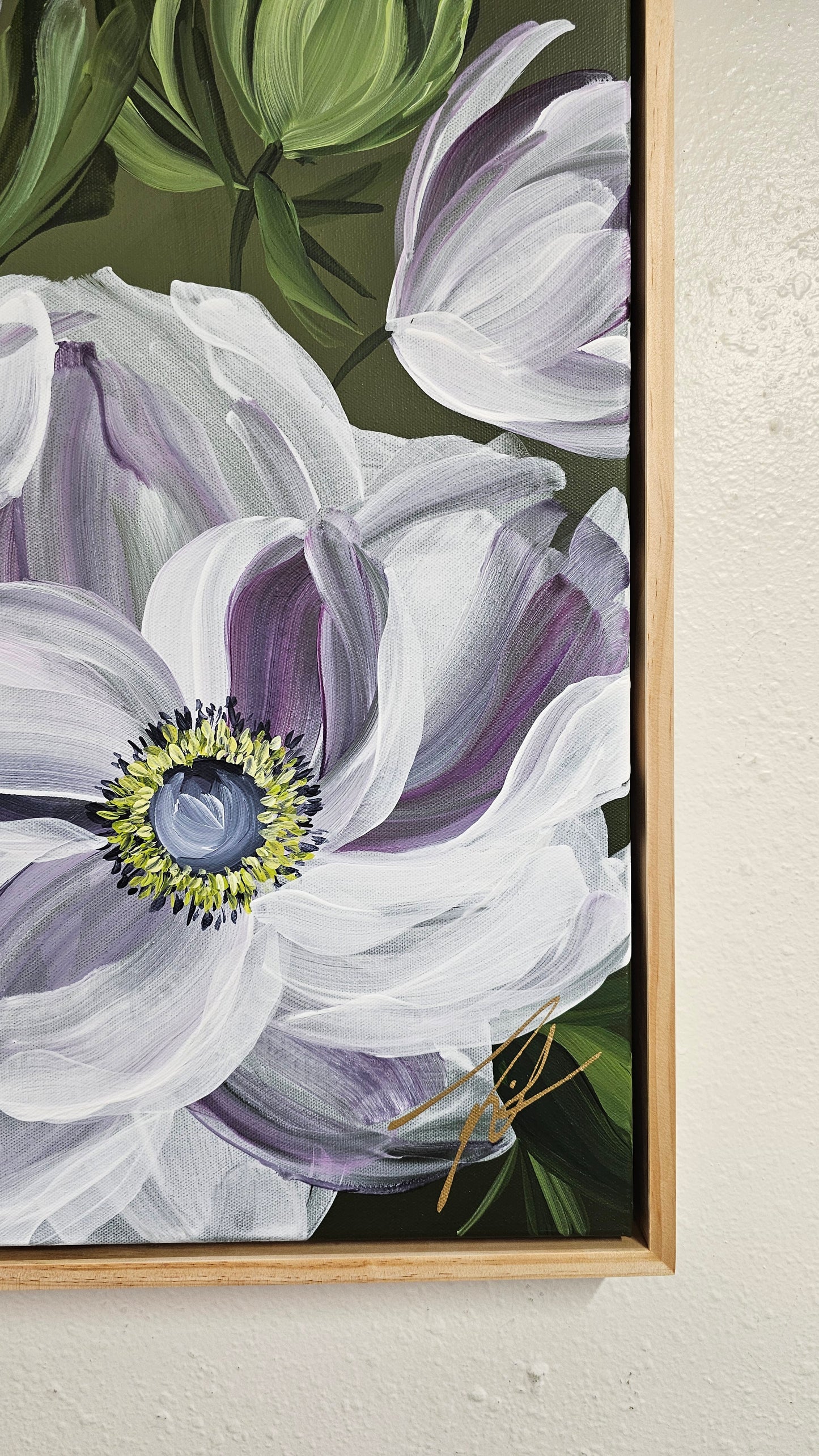 "Embrace" #3 Anemone Flower Painting by Zoe White _ Acrylic on canvas