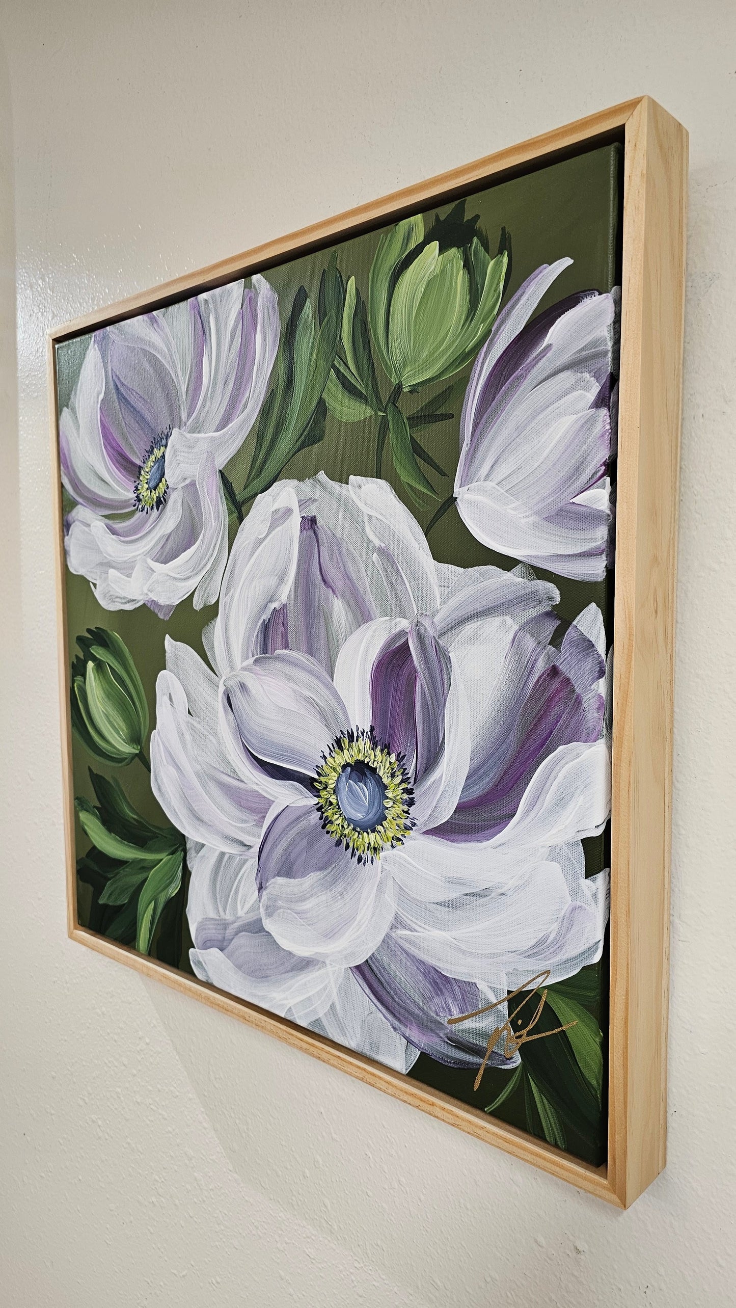 "Embrace" #3 Anemone Flower Painting by Zoe White _ Acrylic on canvas