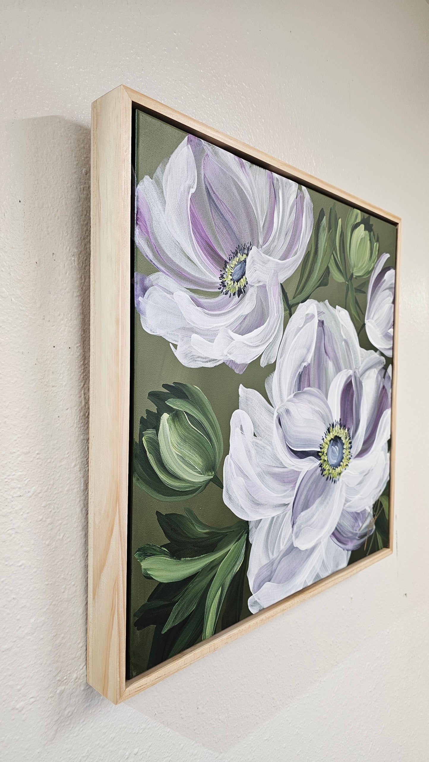"Embrace" #3 Anemone Flower Painting by Zoe White _ Acrylic on canvas