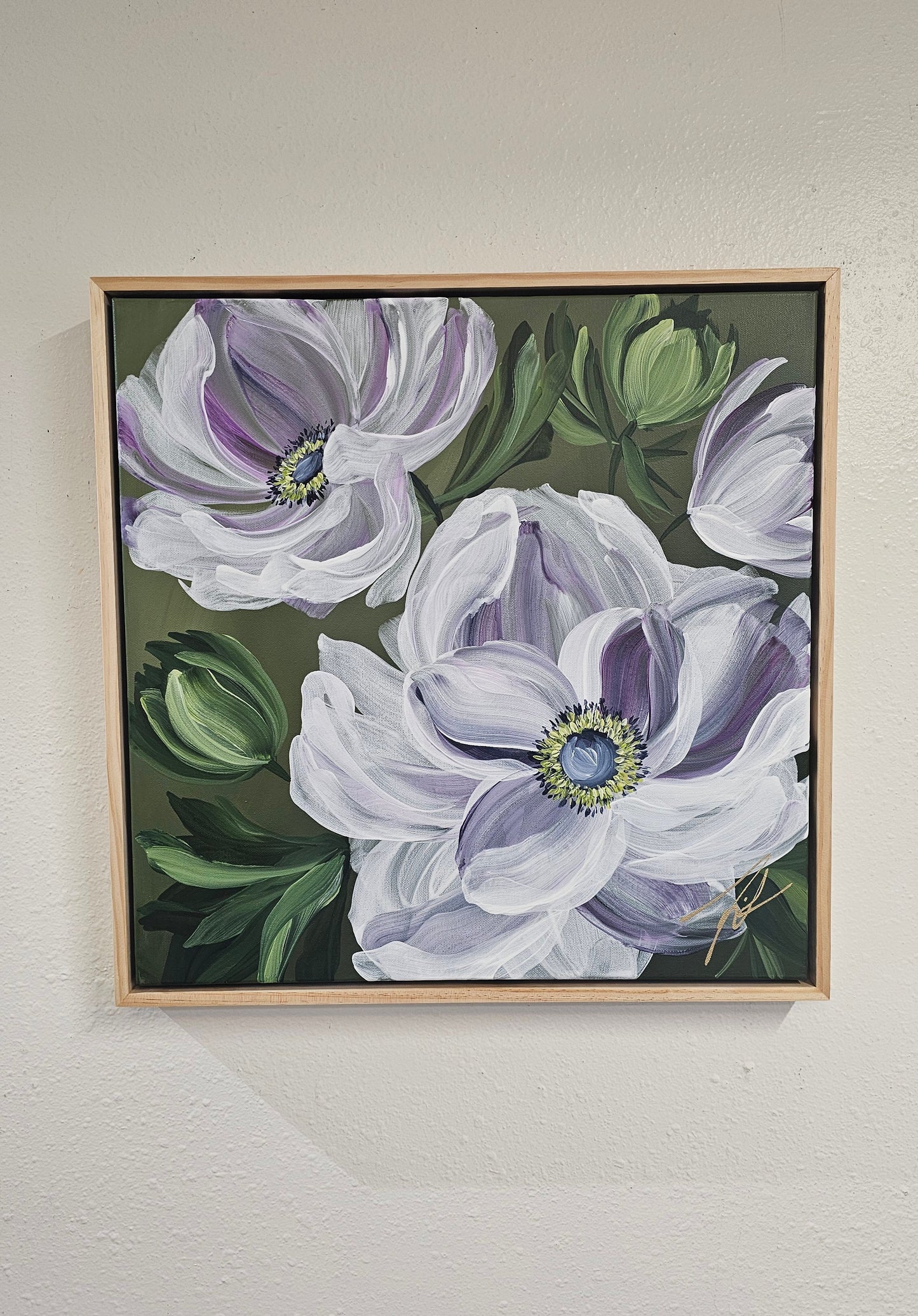 "Embrace" #3 Anemone Flower Painting by Zoe White _ Acrylic on canvas