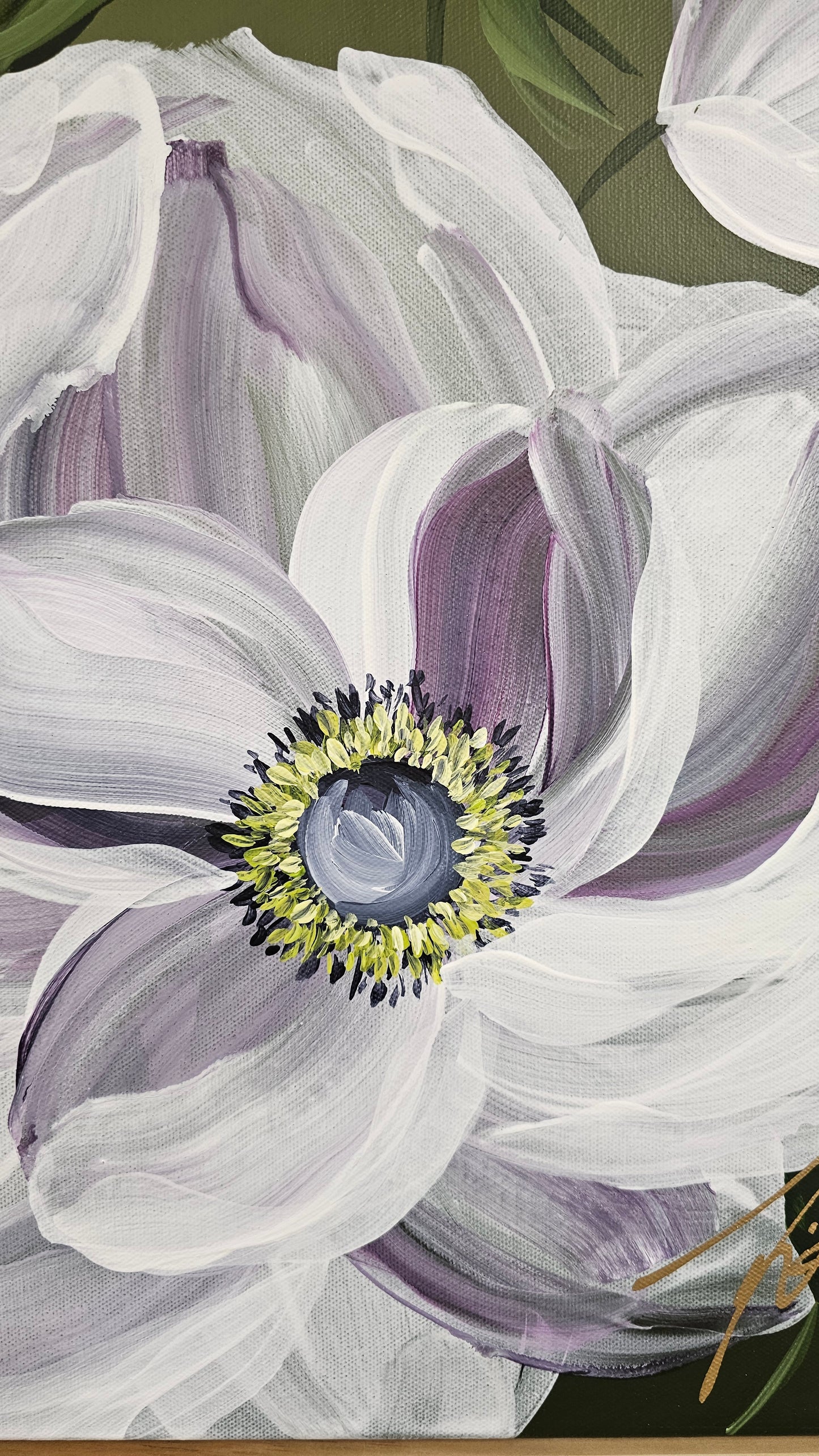 "Embrace" #3 Anemone Flower Painting by Zoe White _ Acrylic on canvas