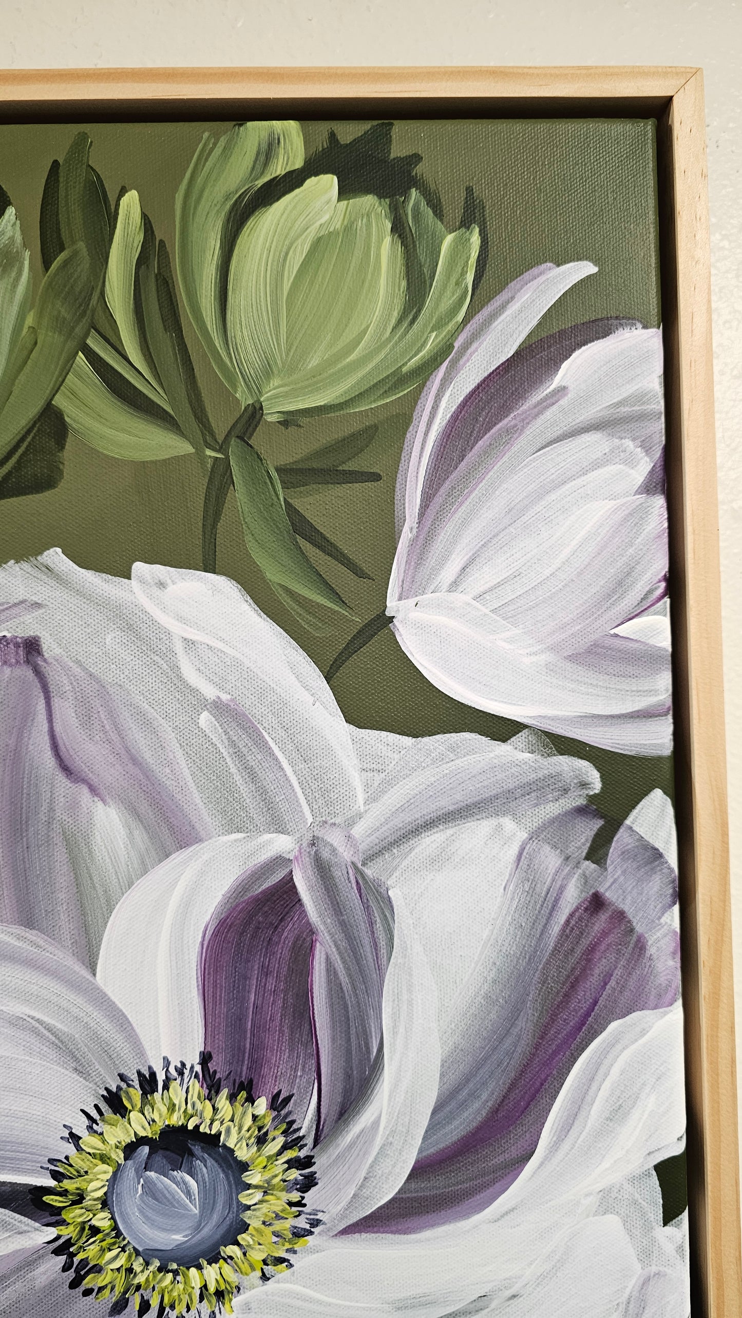 "Embrace" #3 Anemone Flower Painting by Zoe White _ Acrylic on canvas