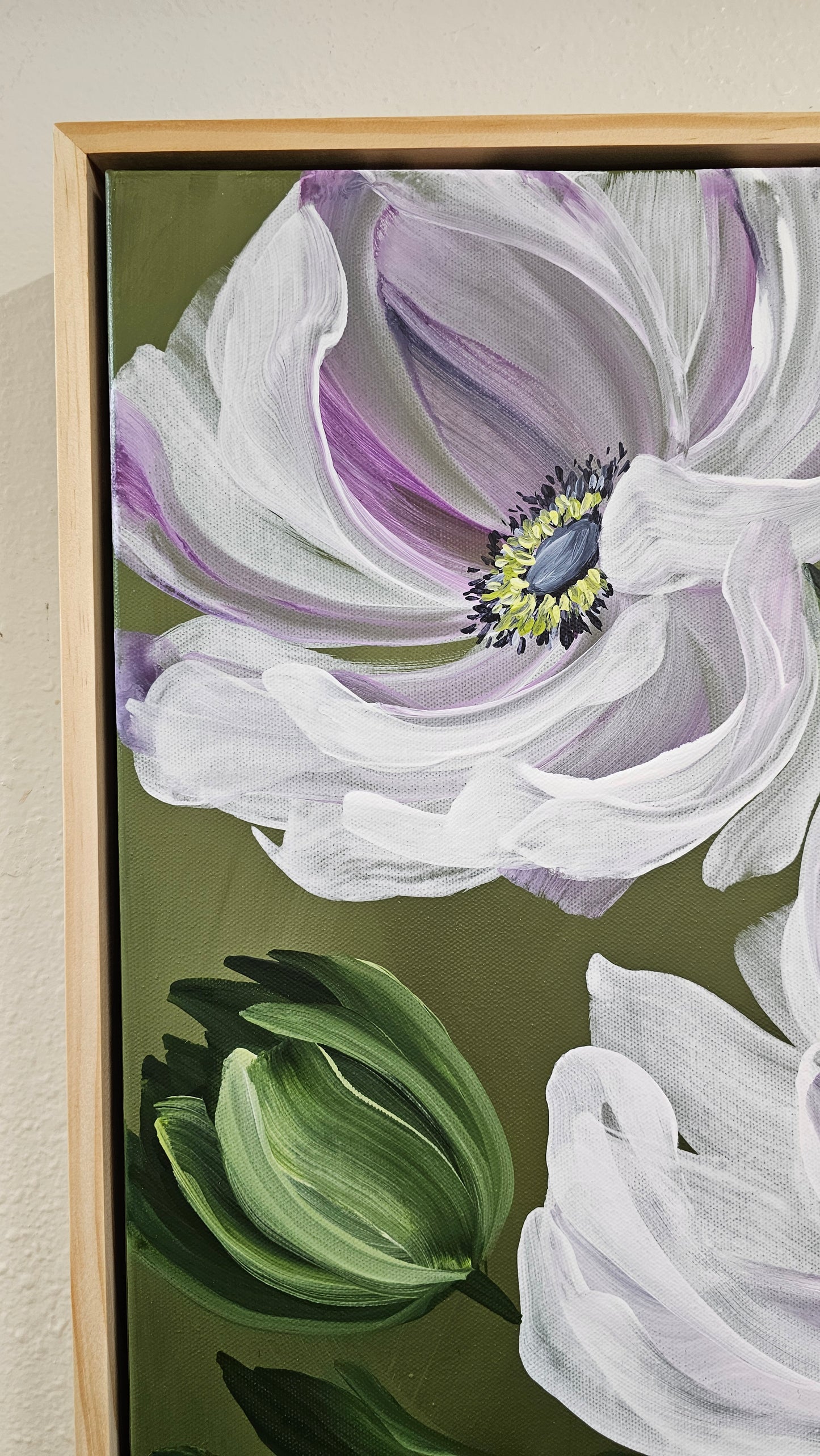 "Embrace" #3 Anemone Flower Painting by Zoe White _ Acrylic on canvas