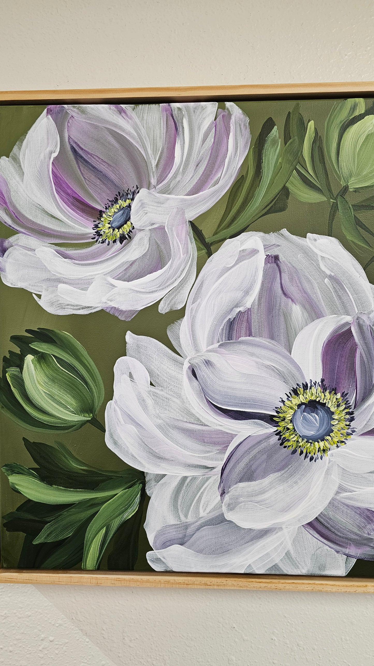 "Embrace" #3 Anemone Flower Painting by Zoe White _ Acrylic on canvas
