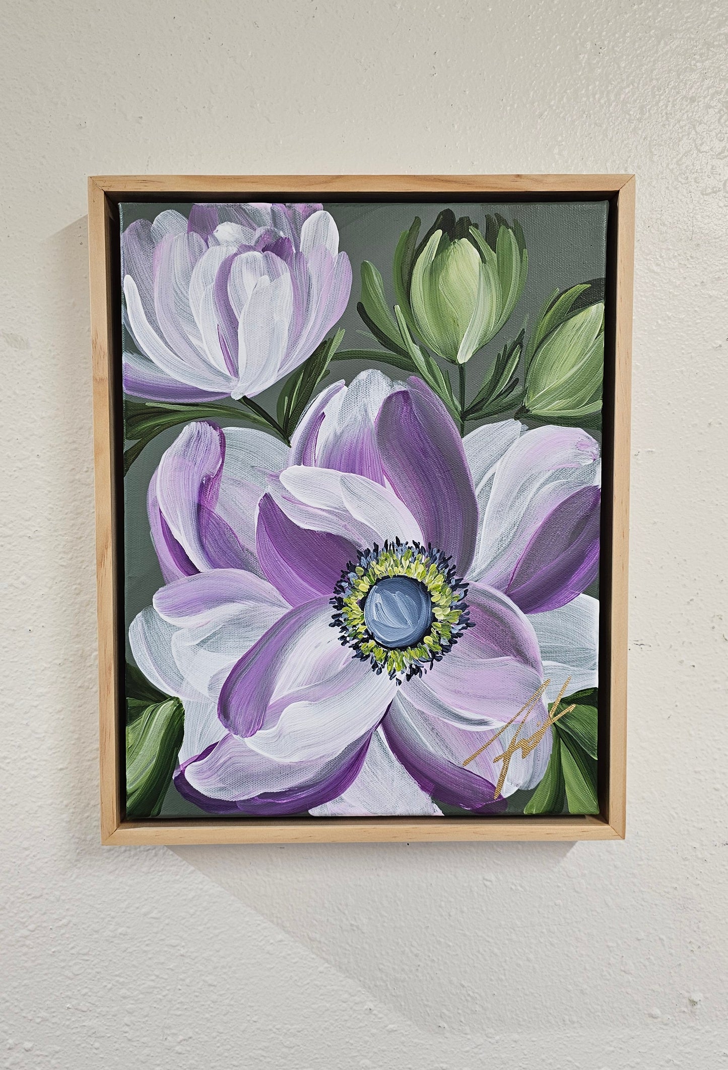 "Embrace" 1 _ Anemone Flower Painting by Zoe White _ Acrylic on canvas