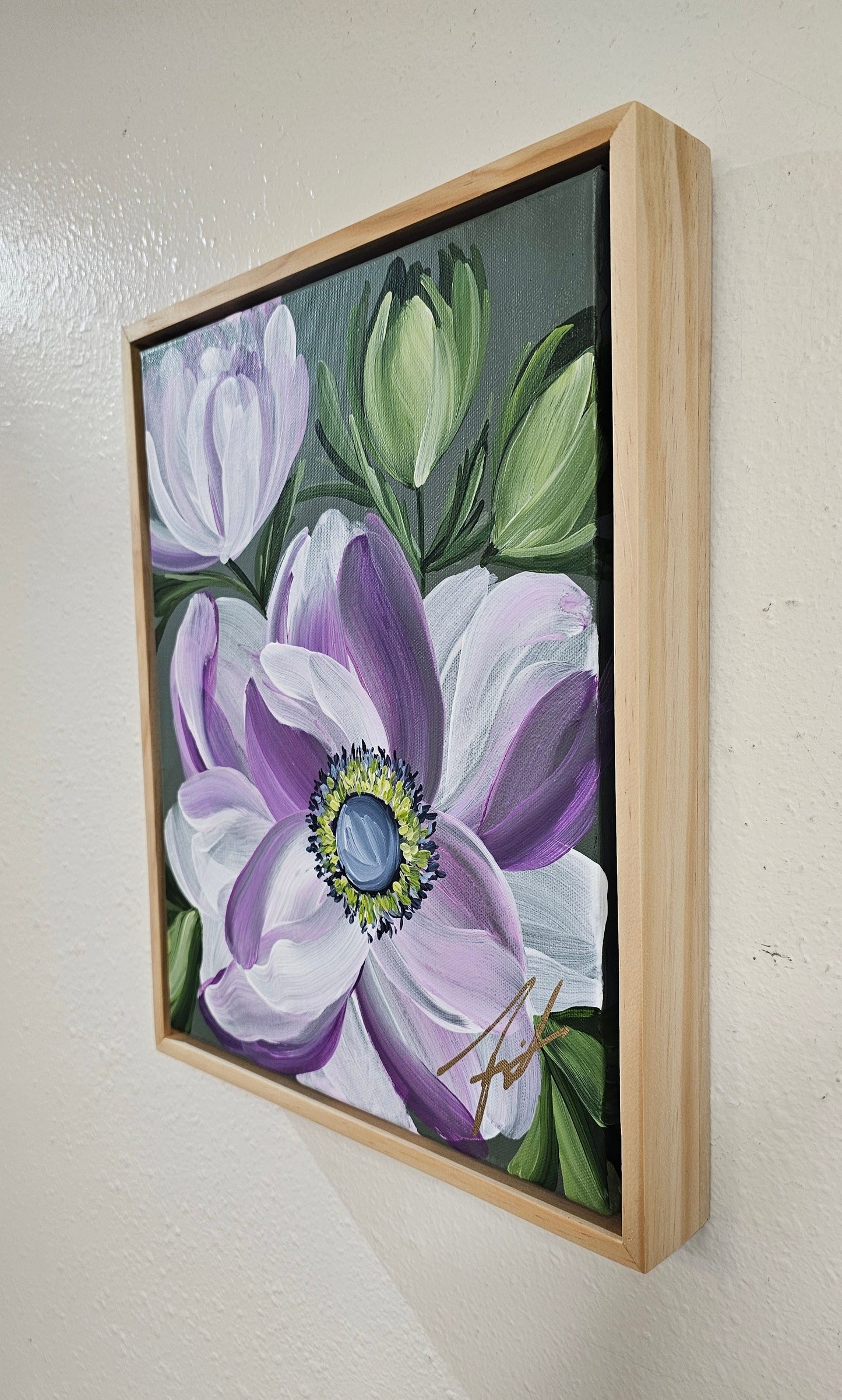 "Embrace" 1 _ Anemone Flower Painting by Zoe White _ Acrylic on canvas