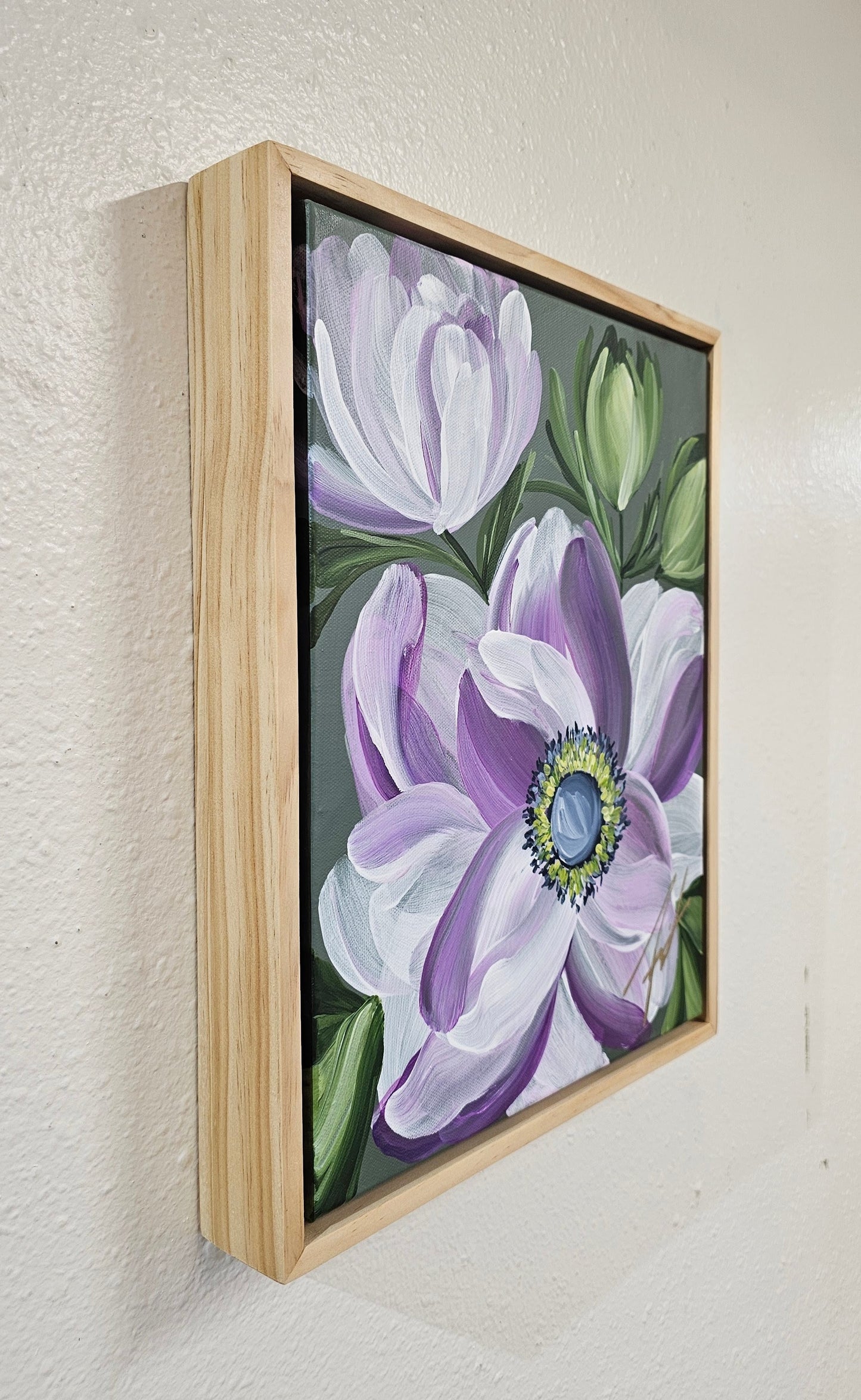 "Embrace" 1 _ Anemone Flower Painting by Zoe White _ Acrylic on canvas
