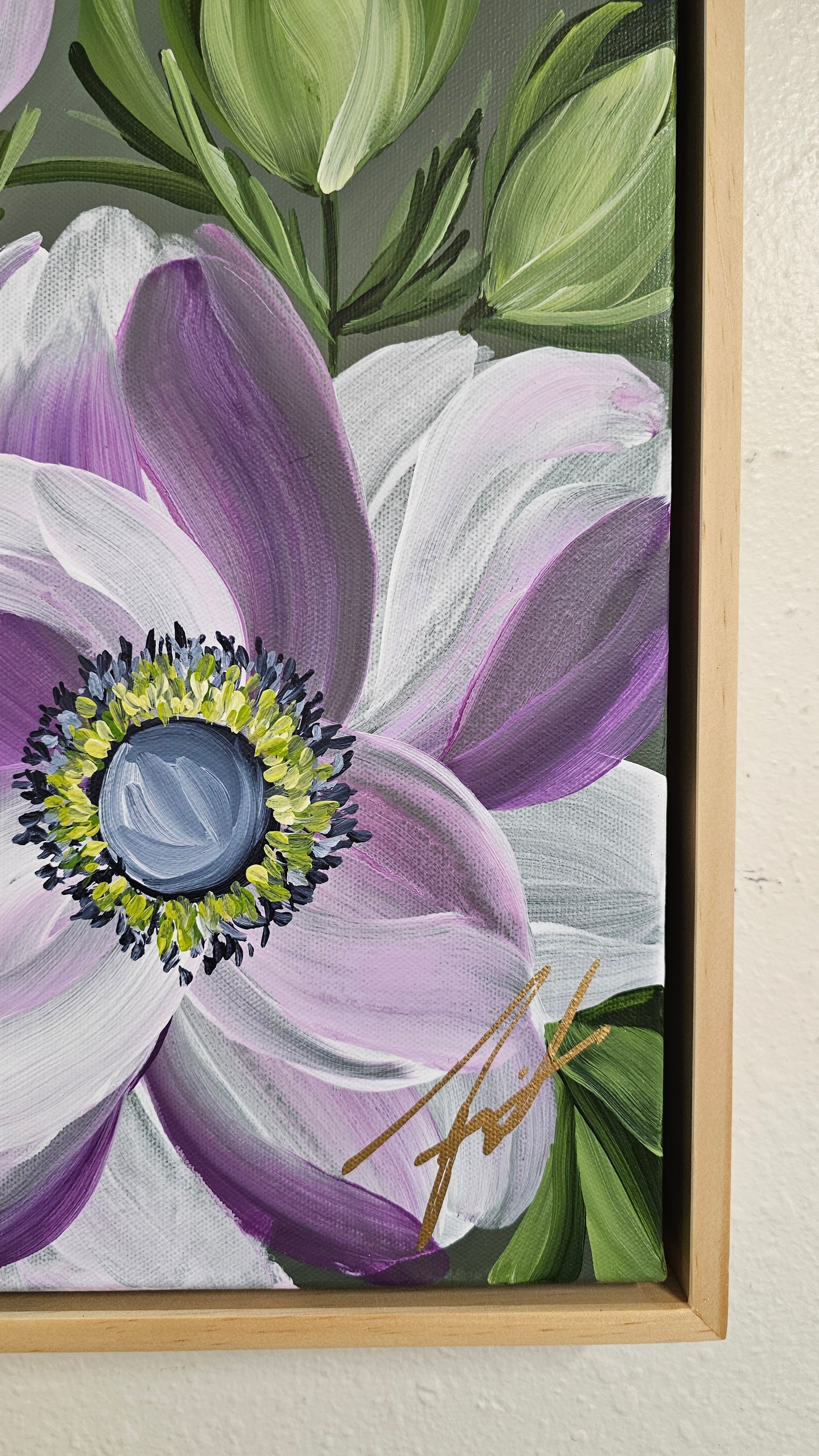 "Embrace" 1 _ Anemone Flower Painting by Zoe White _ Acrylic on canvas