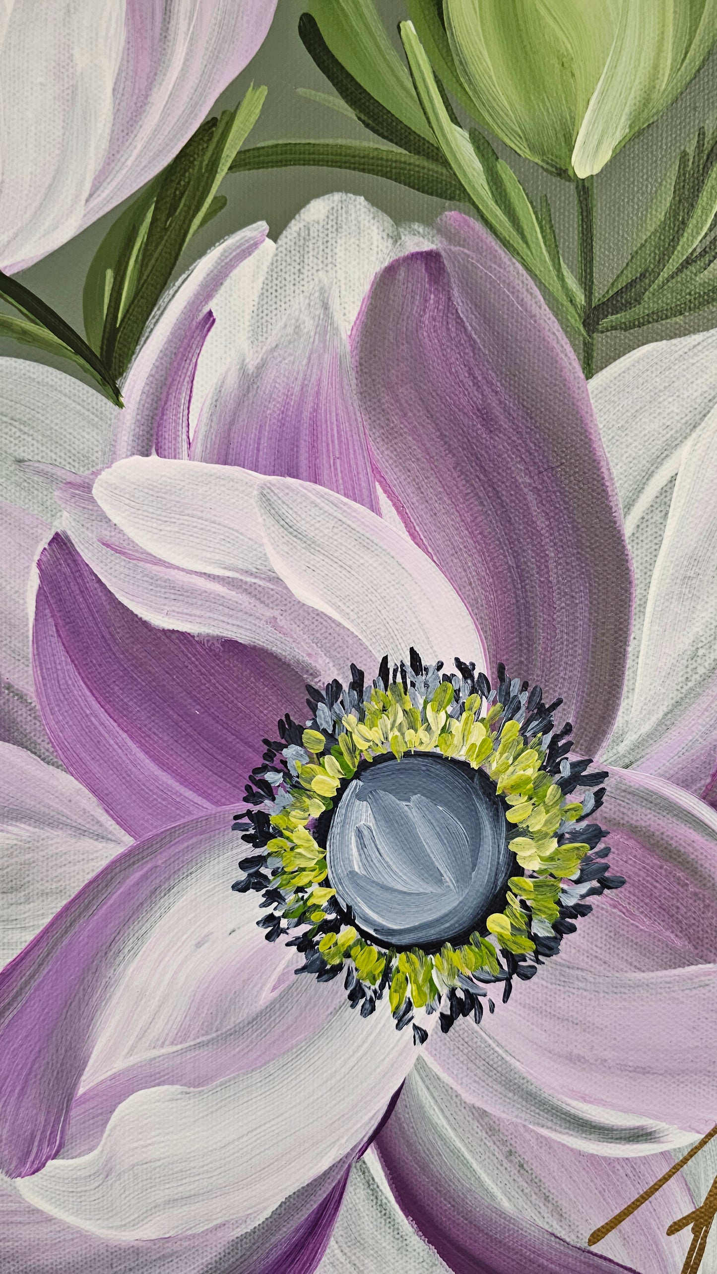 "Embrace" 1 _ Anemone Flower Painting by Zoe White _ Acrylic on canvas