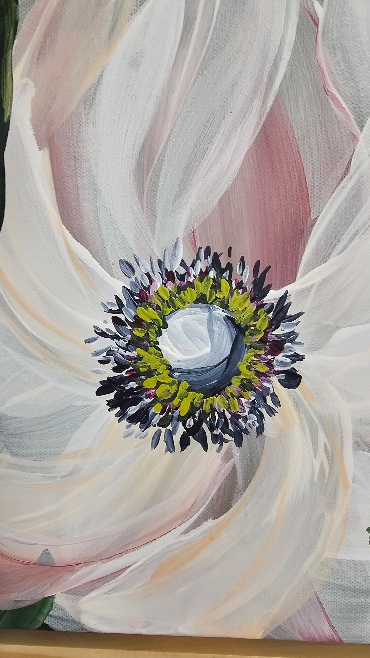 "Embrace" #2 _ Anemone Flower Painting by Zoe White _ Acrylic on canvas
