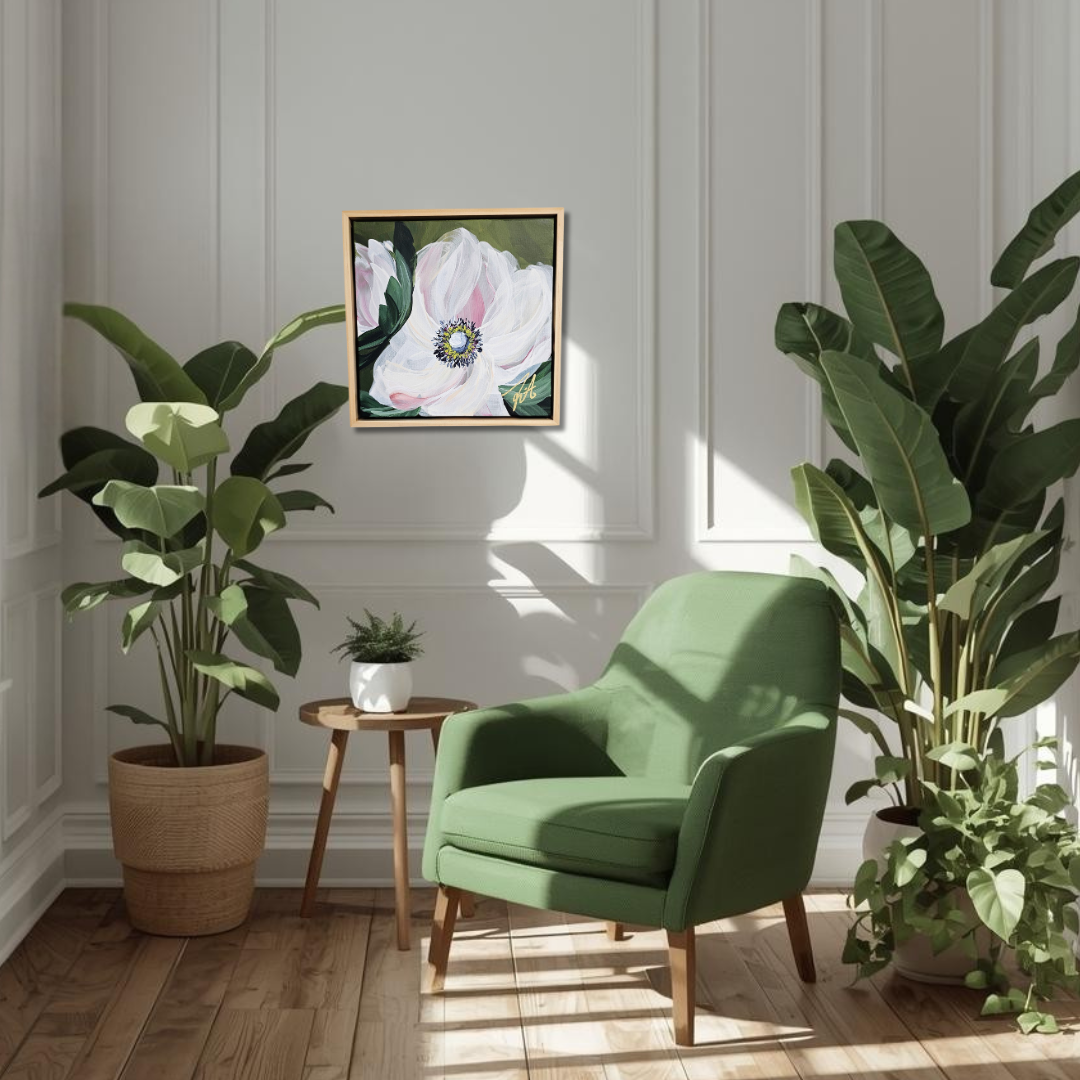 "Embrace" #2 _ Anemone Flower Painting by Zoe White _ Acrylic on canvas