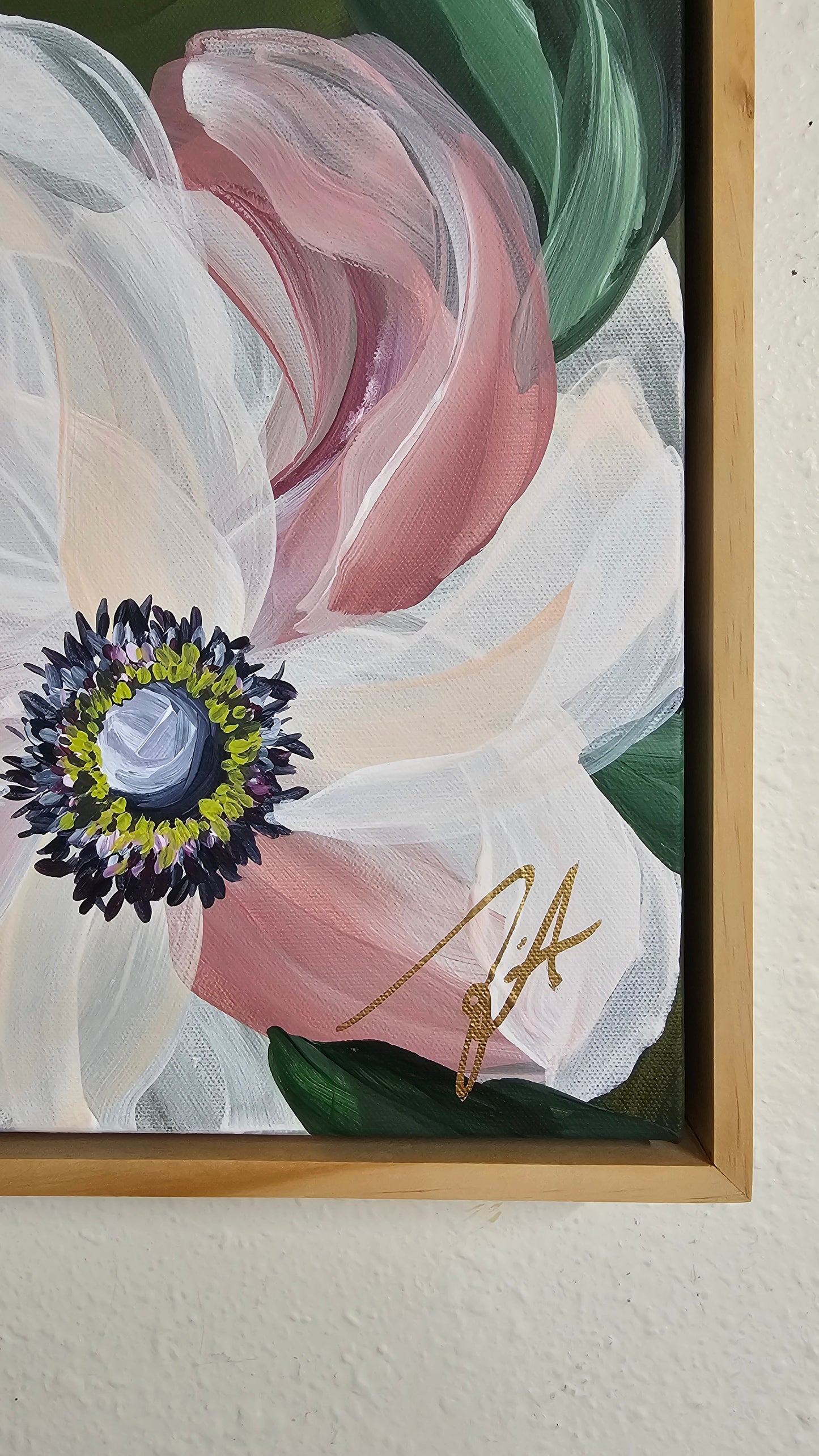 "Embrace" #2 _ Anemone Flower Painting by Zoe White _ Acrylic on canvas