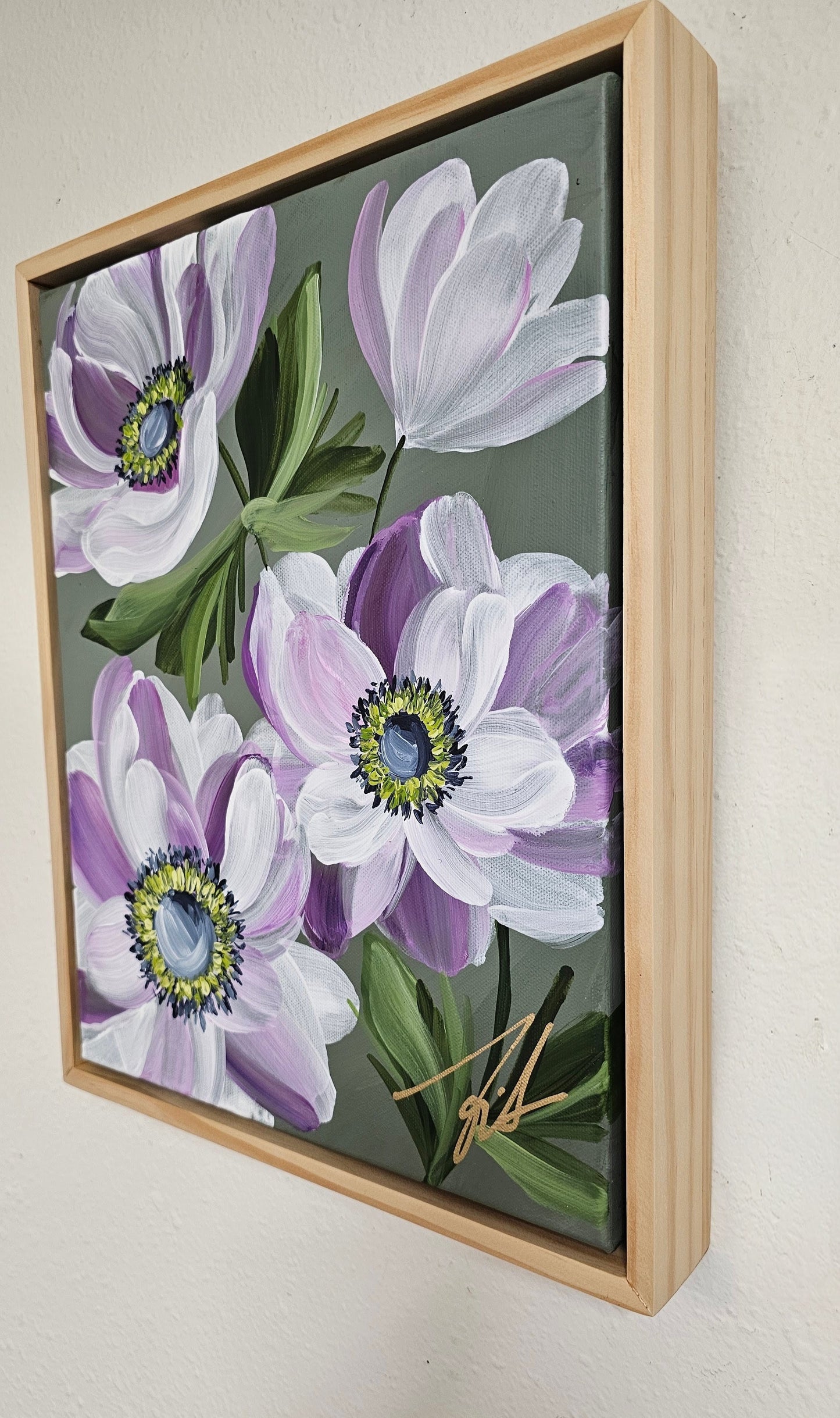 "Embrace" 2 _ Anemone Flower Painting by Zoe White _ Acrylic on canvas