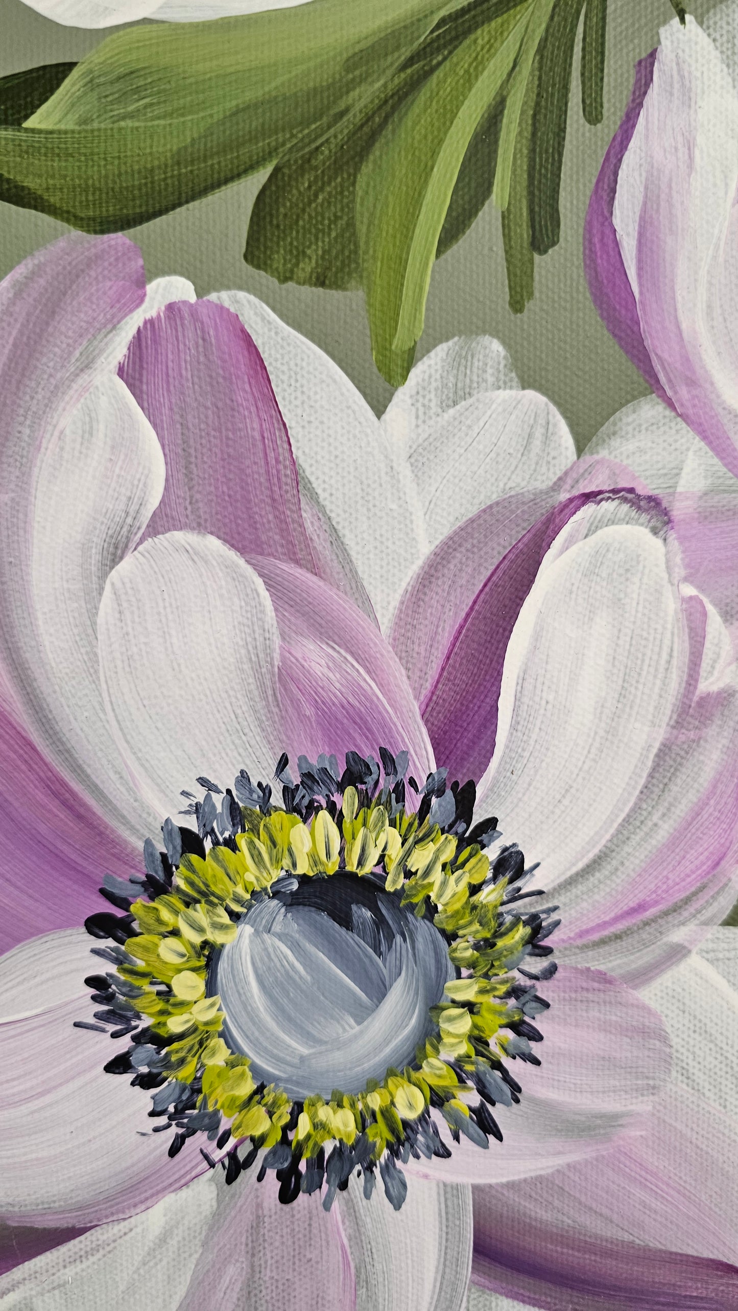 "Embrace" 2 _ Anemone Flower Painting by Zoe White _ Acrylic on canvas