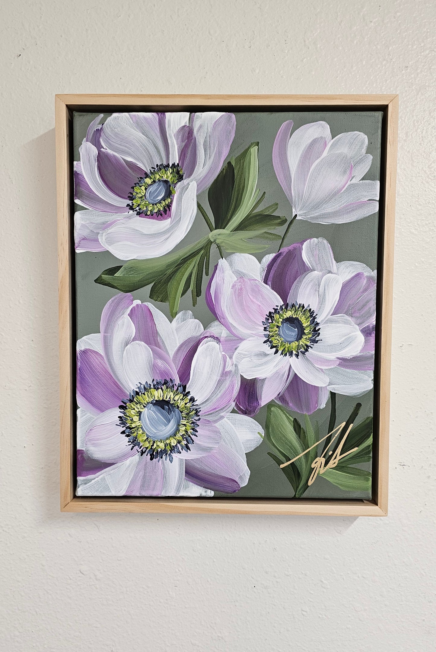 "Embrace" 2 _ Anemone Flower Painting by Zoe White _ Acrylic on canvas