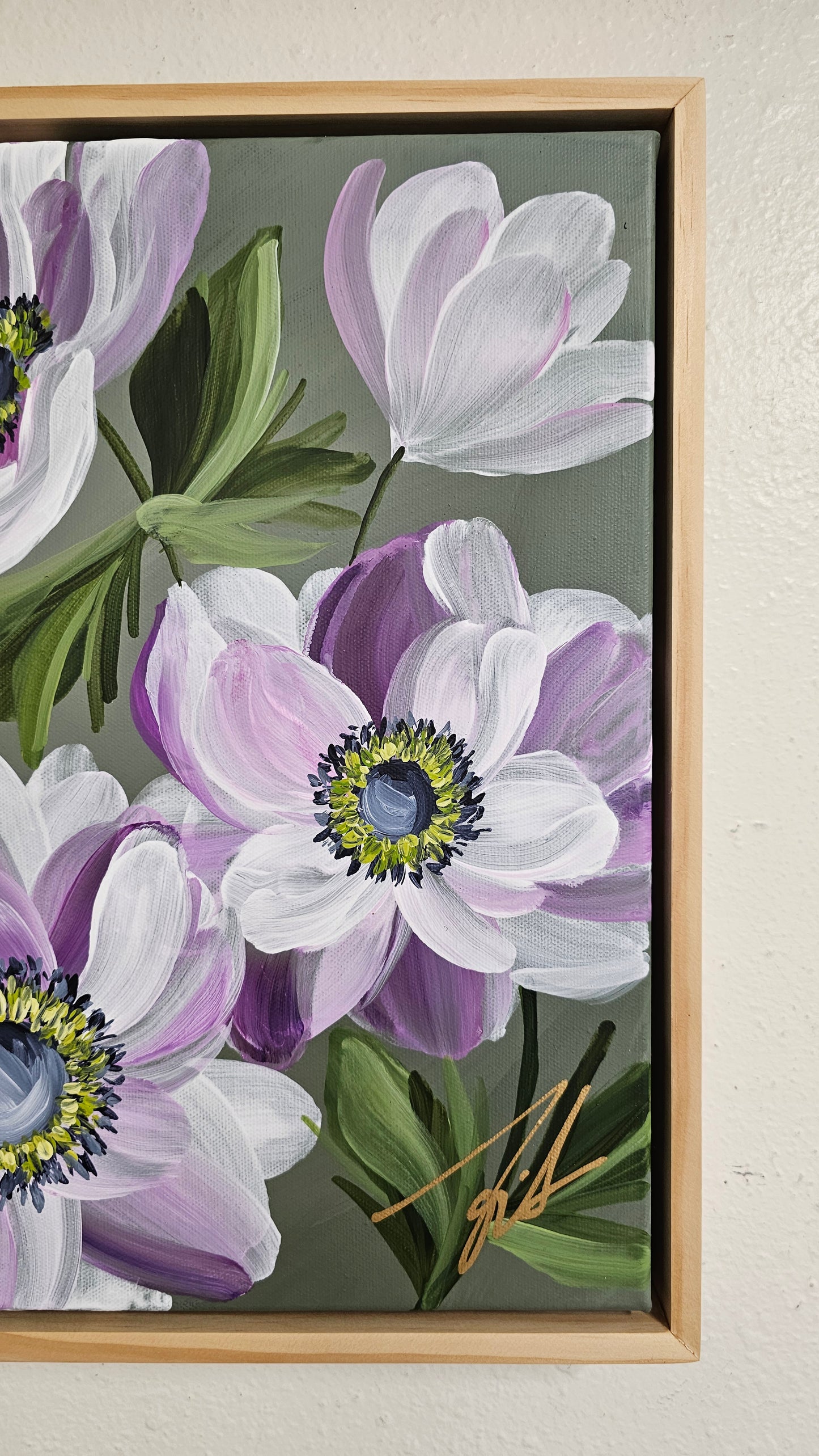 "Embrace" 2 _ Anemone Flower Painting by Zoe White _ Acrylic on canvas