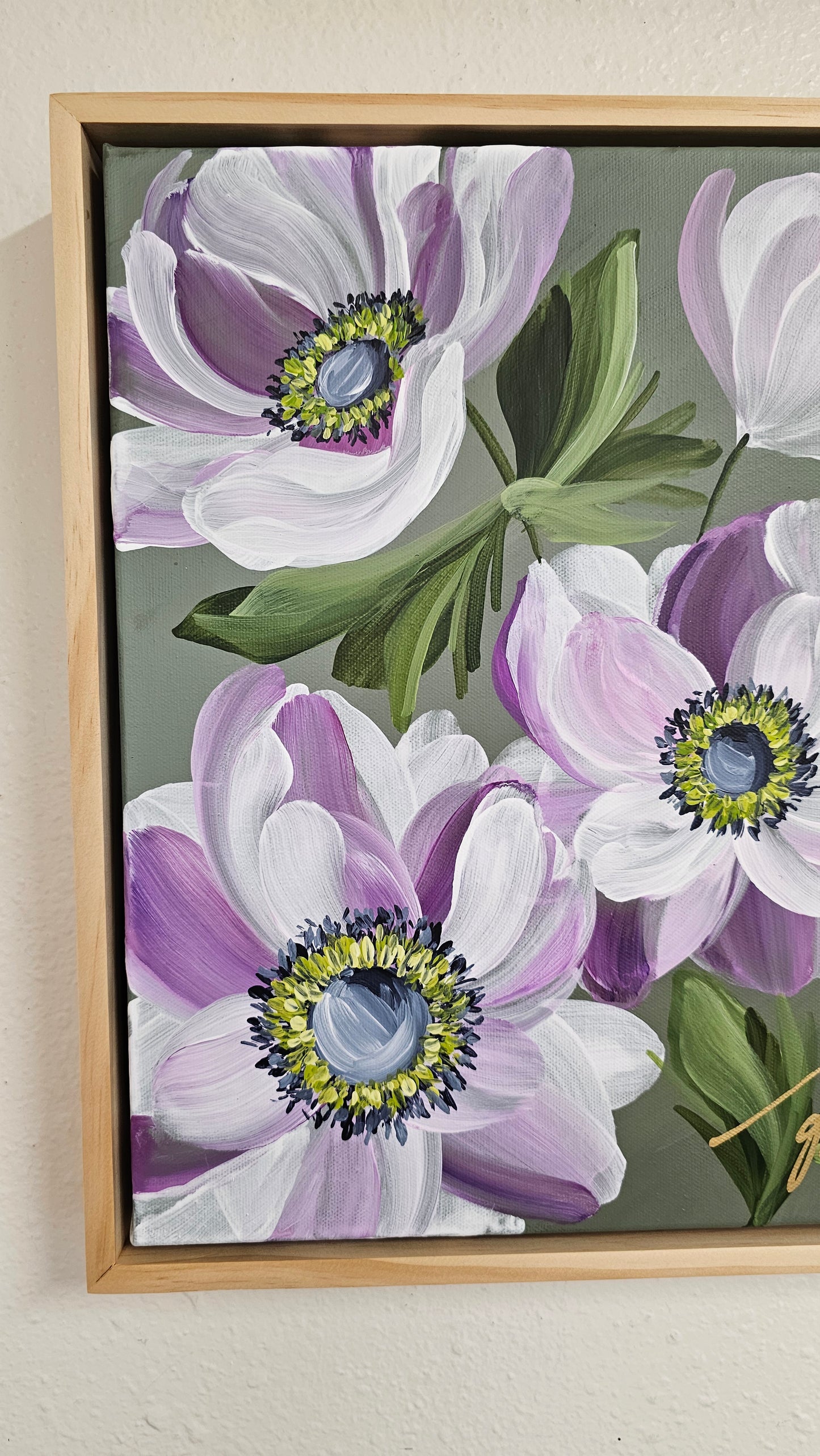 "Embrace" 2 _ Anemone Flower Painting by Zoe White _ Acrylic on canvas
