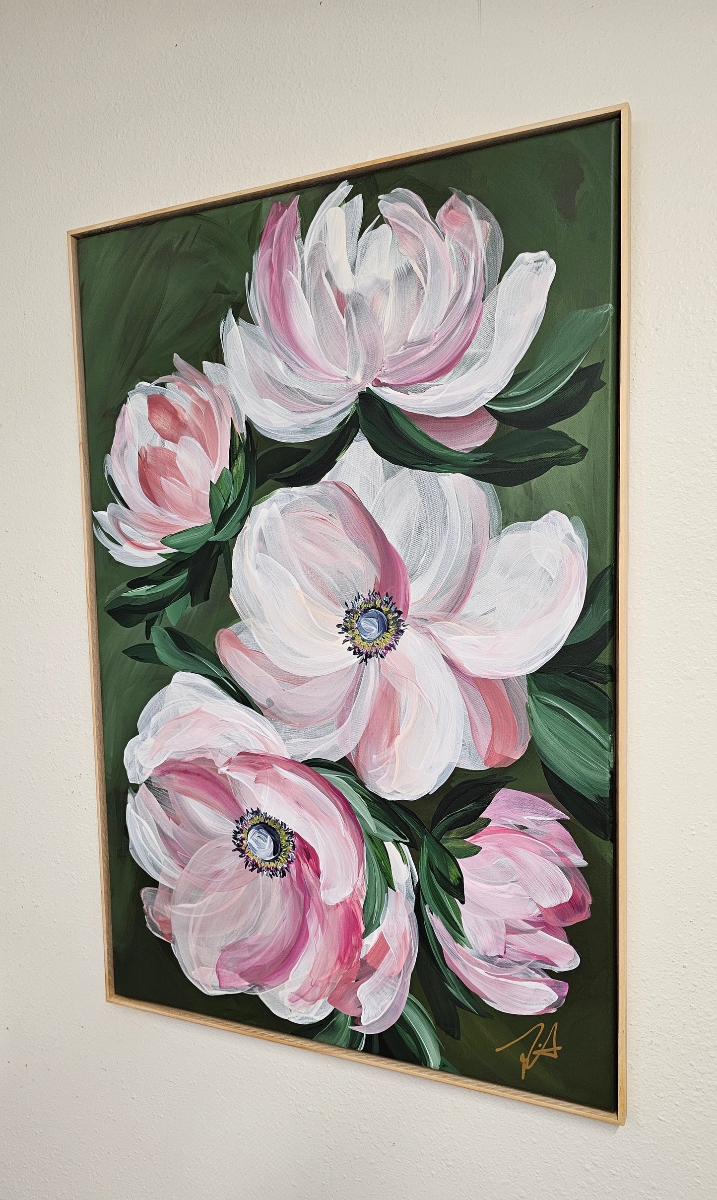 🔴 SOLD "Embrace" #3 _ Anemone Flower Painting by Zoe White _ Acrylic on canvas