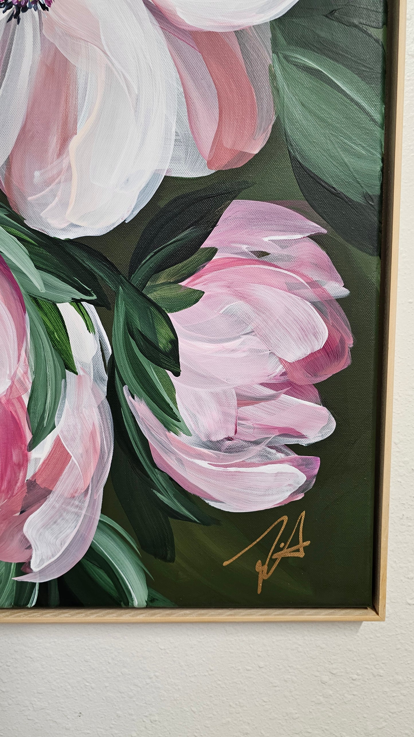 🔴 SOLD "Embrace" #3 _ Anemone Flower Painting by Zoe White _ Acrylic on canvas