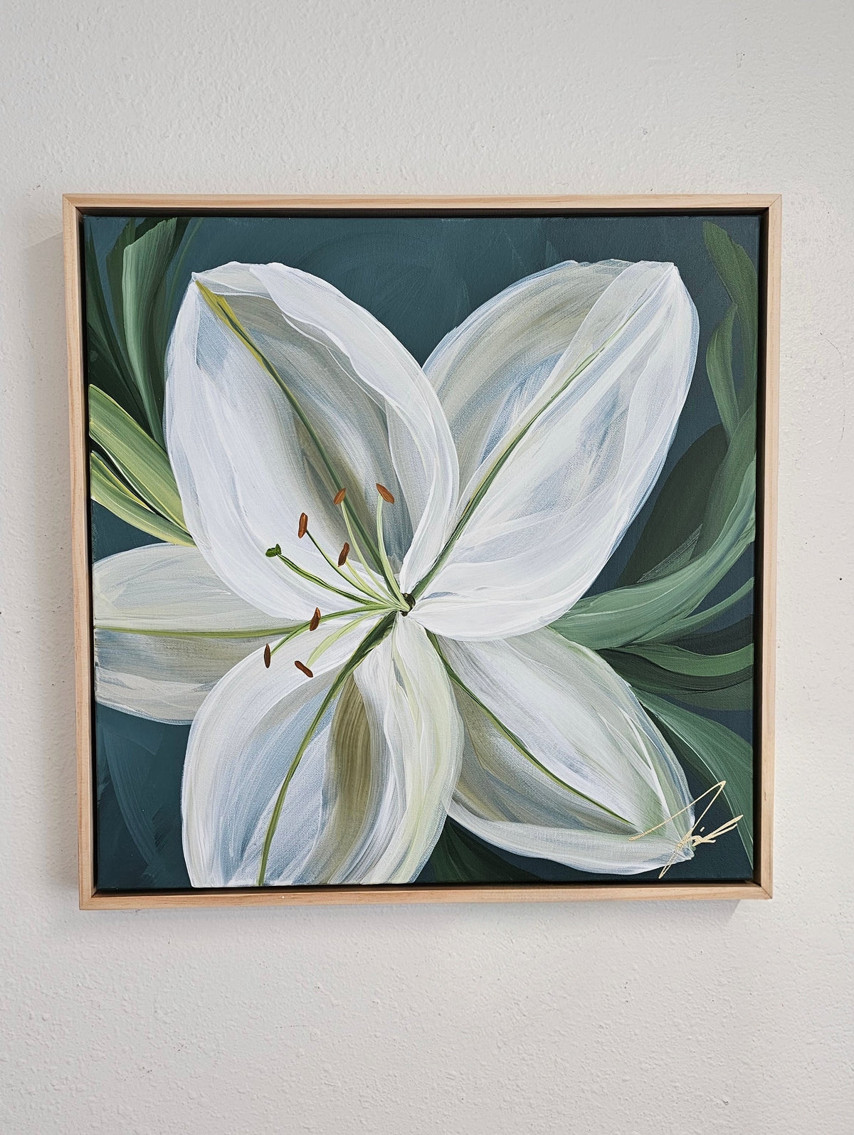 "Fresh" #1 Lily Flower Painting by Zoe White _ Acrylic on canvas