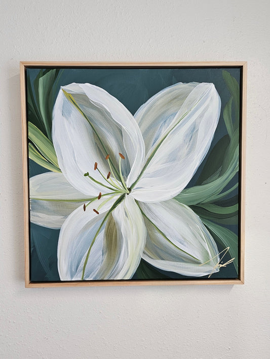 "Fresh" #1 Lily Flower Painting by Zoe White _ Acrylic on canvas