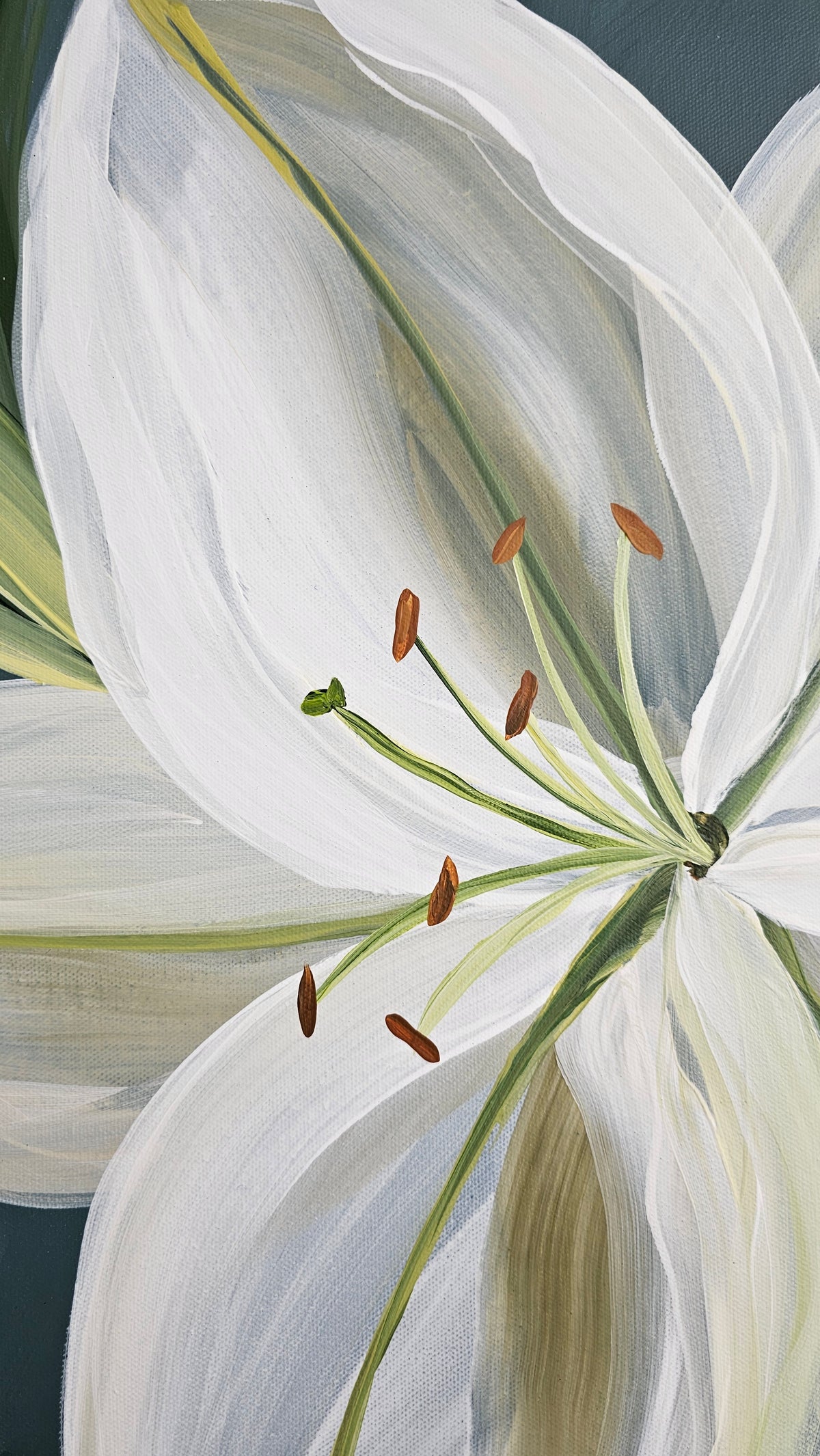 "Fresh" #1 Lily Flower Painting by Zoe White _ Acrylic on canvas