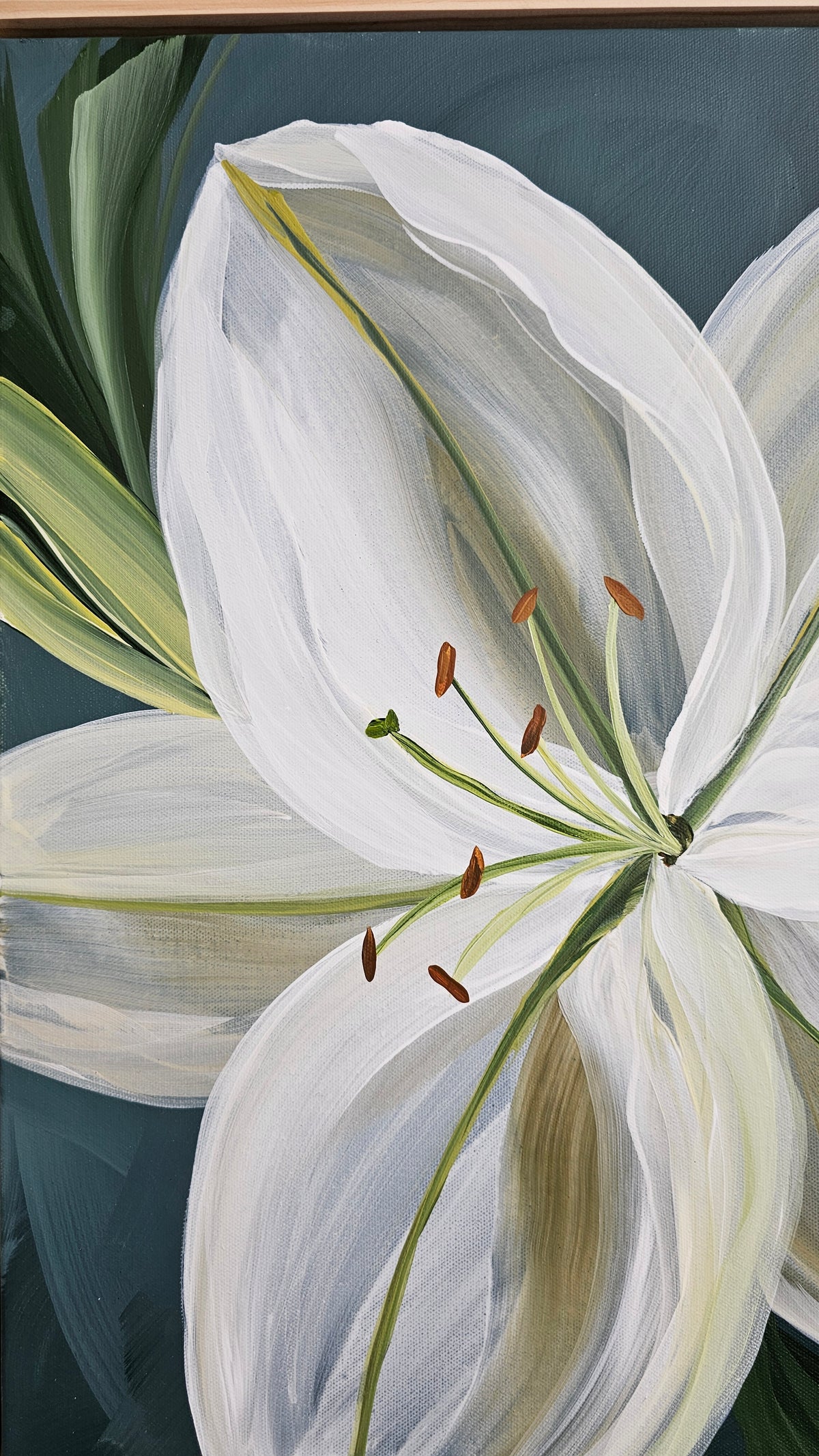 "Fresh" #1 Lily Flower Painting by Zoe White _ Acrylic on canvas