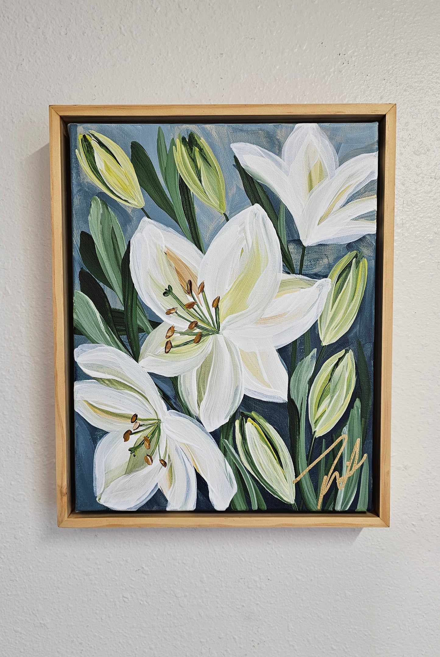 "Fresh" #2 Lily Flower Painting by Zoe White _ Acrylic on canvas