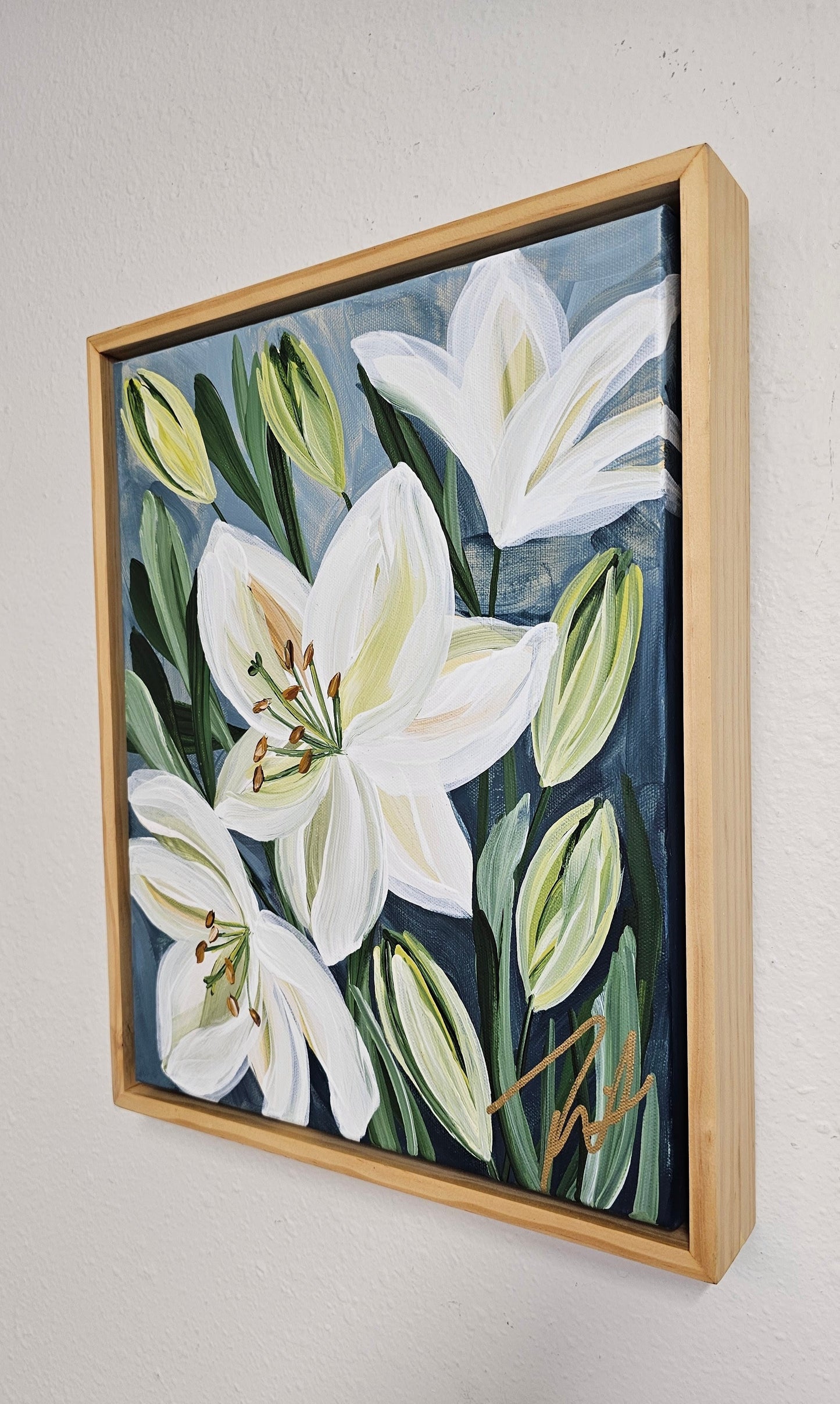 "Fresh" #2 Lily Flower Painting by Zoe White _ Acrylic on canvas