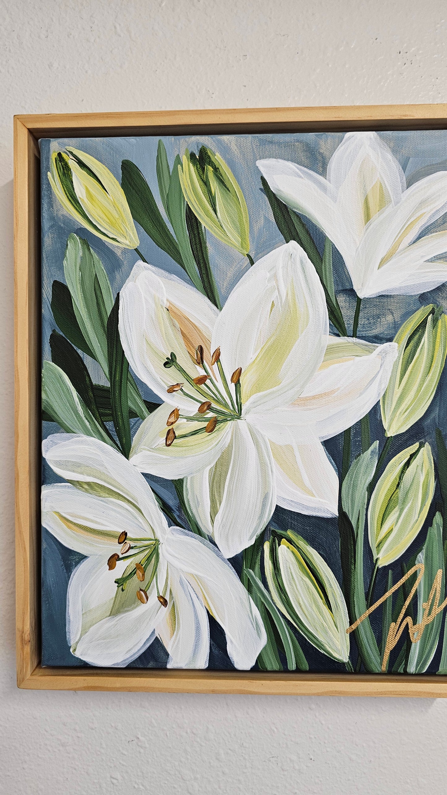 "Fresh" #2 Lily Flower Painting by Zoe White _ Acrylic on canvas