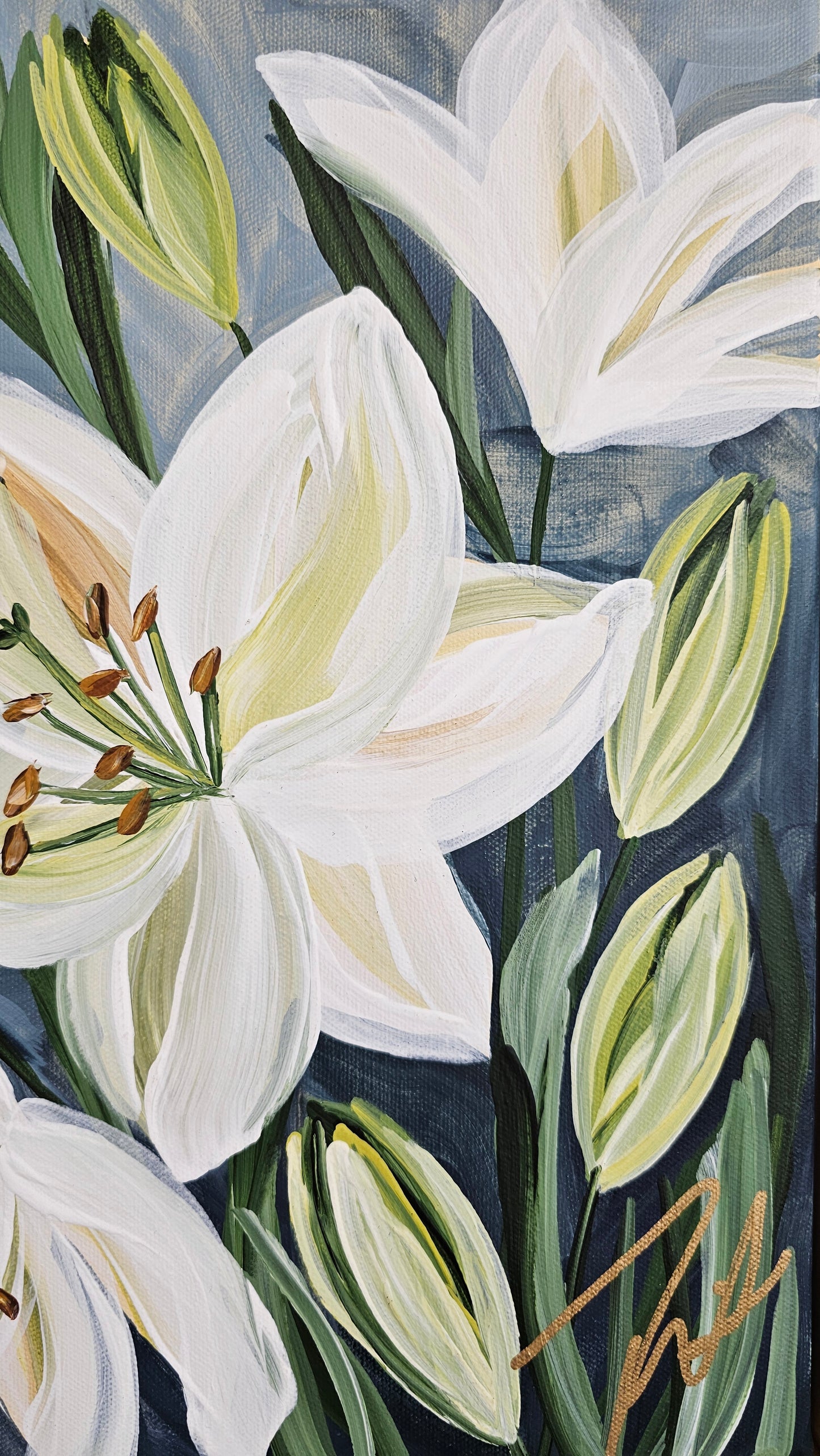 "Fresh" #2 Lily Flower Painting by Zoe White _ Acrylic on canvas