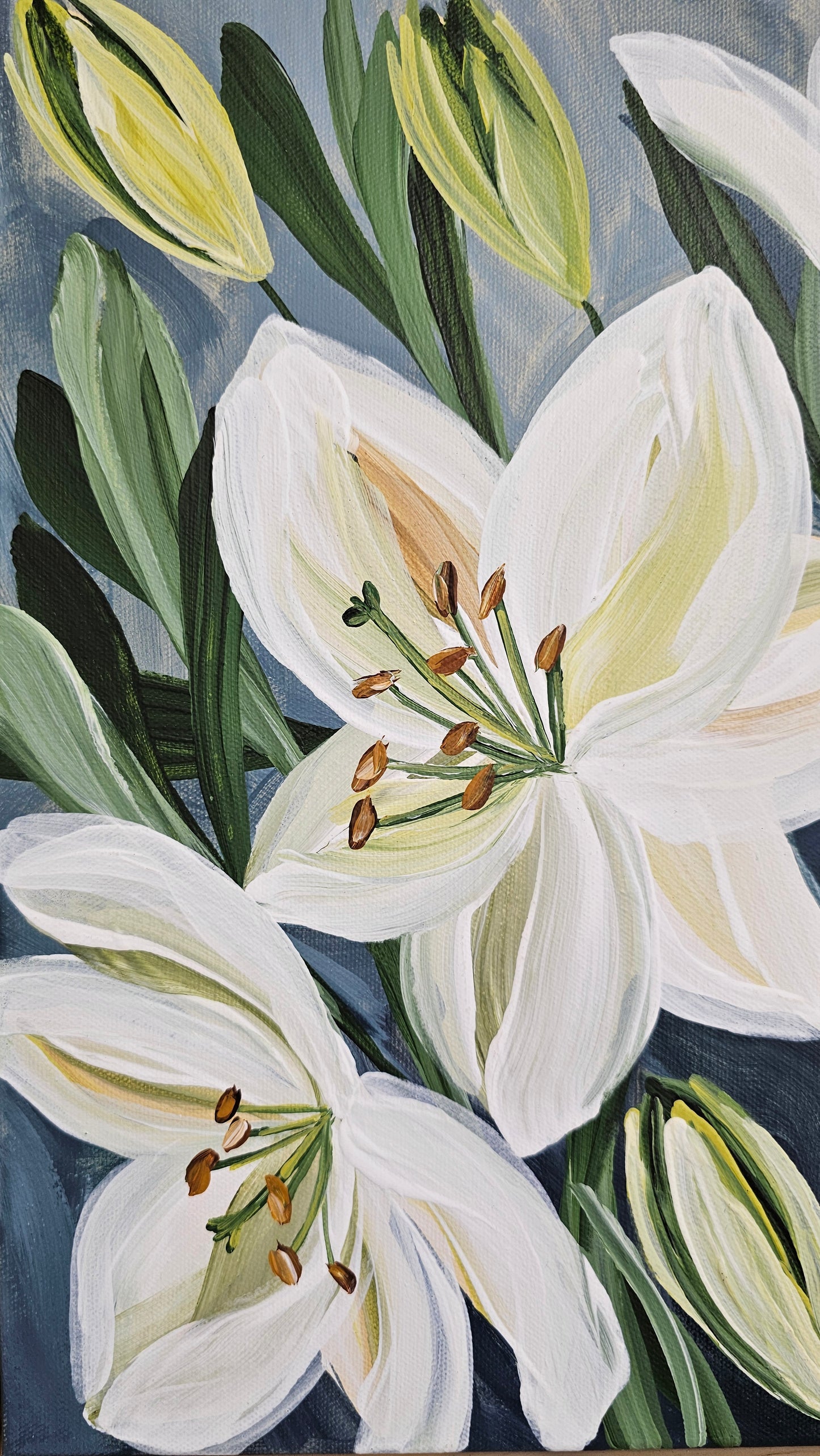 "Fresh" #2 Lily Flower Painting by Zoe White _ Acrylic on canvas