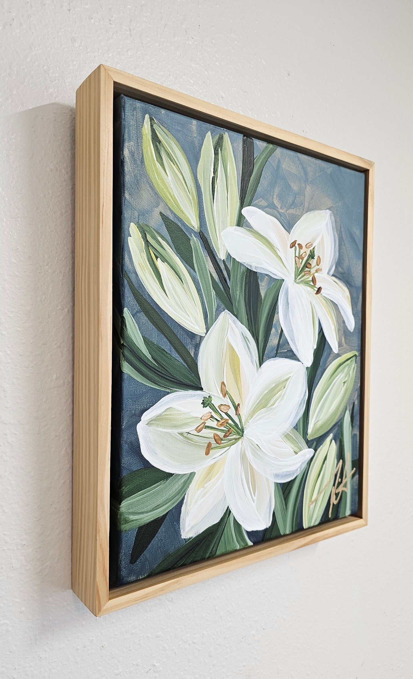 "Fresh" #3 Casablanca Lily Flower Painting by Zoe White _ Acrylic on canvas