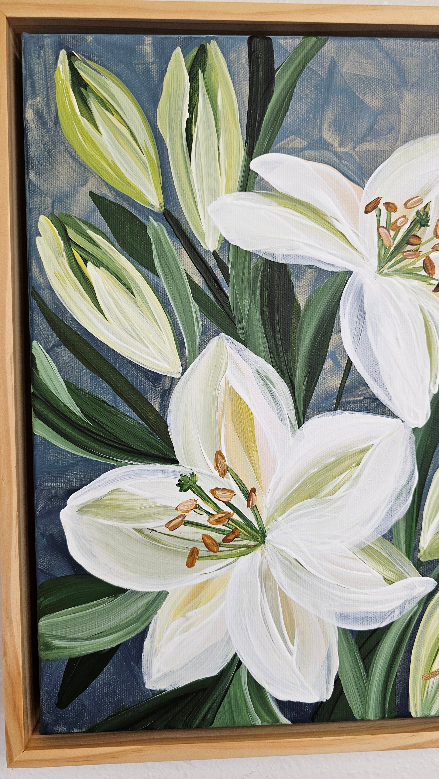 "Fresh" #3 Casablanca Lily Flower Painting by Zoe White _ Acrylic on canvas