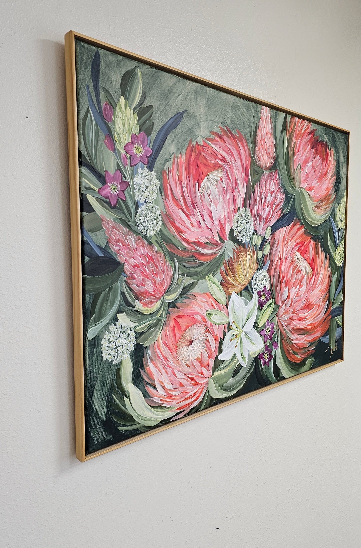 "Fresh Blooms"  _ Protea Bouquet Flower Painting_ Zoe White Art