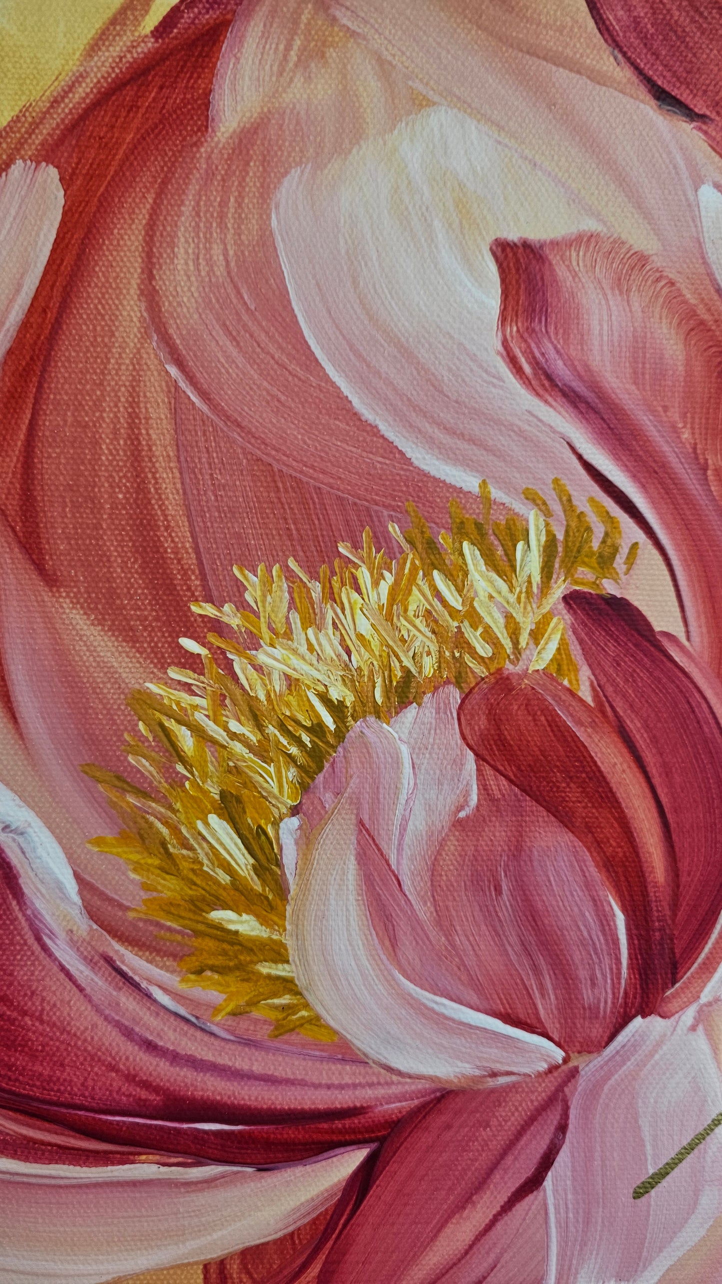 "Fresh Wonder" 1 _ 12x12 Peony Flower Painting by Zoe White _ Acrylic on canvas